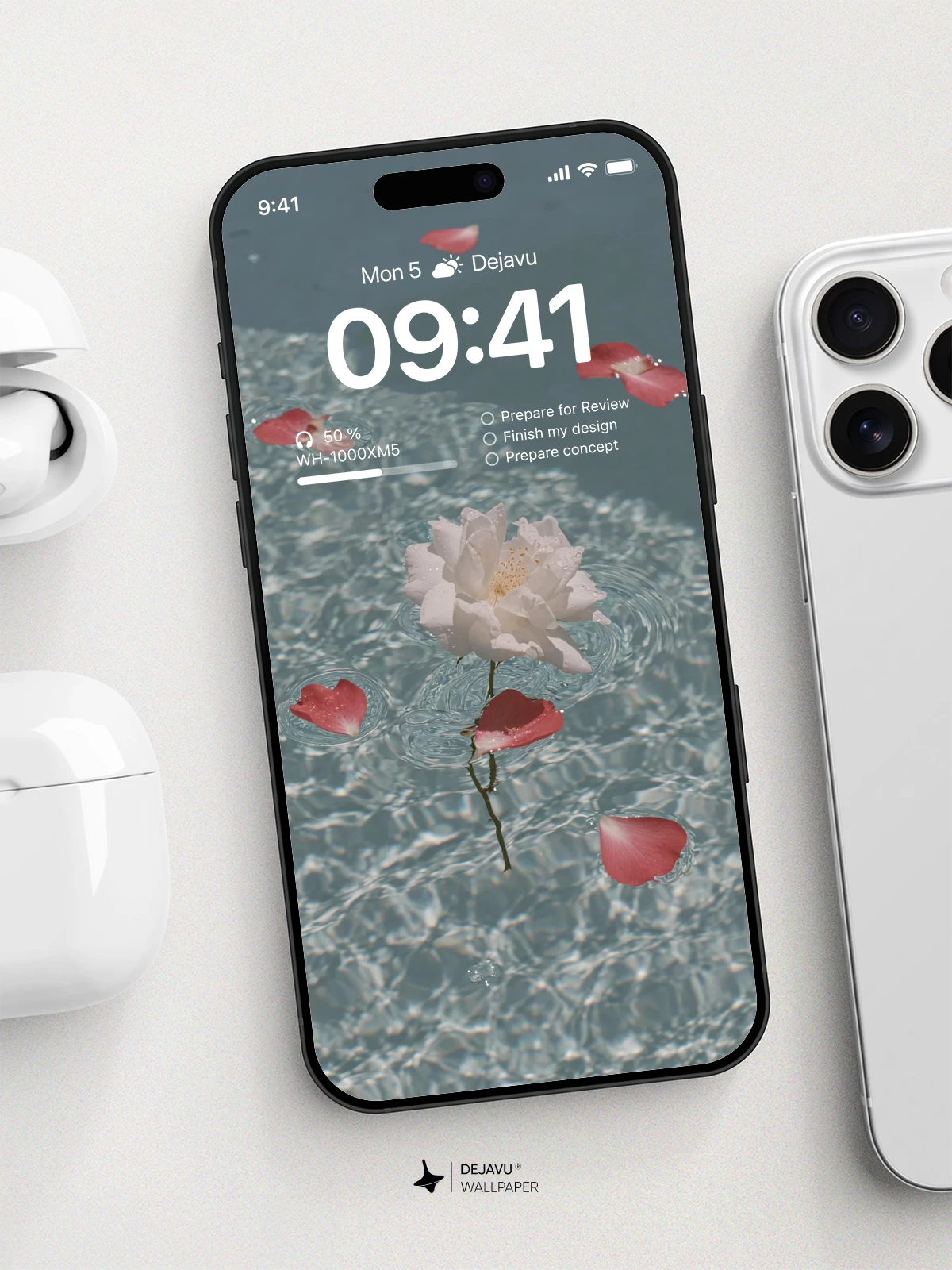 Rose Petals on Water Wallpaper 4K for iPhone Lock Screen