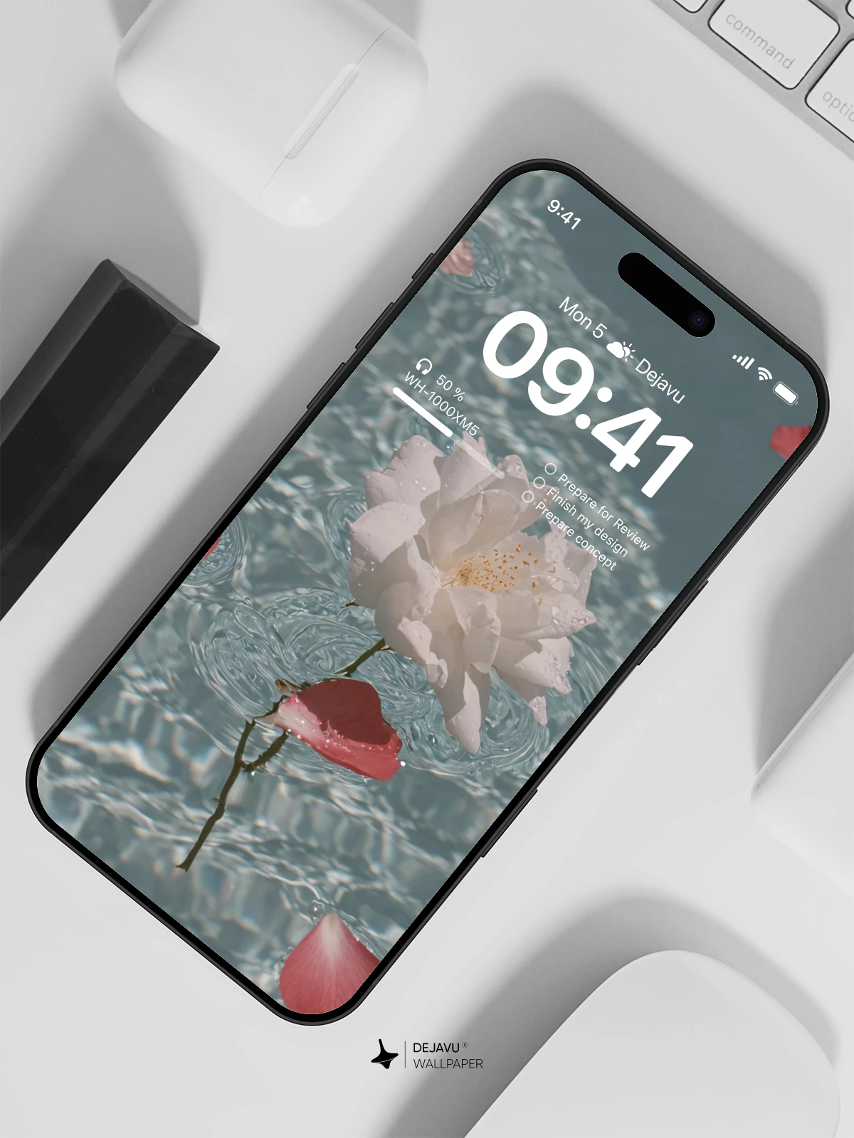 Rose Petals on Water Wallpaper 4K for iPhone Lock Screen