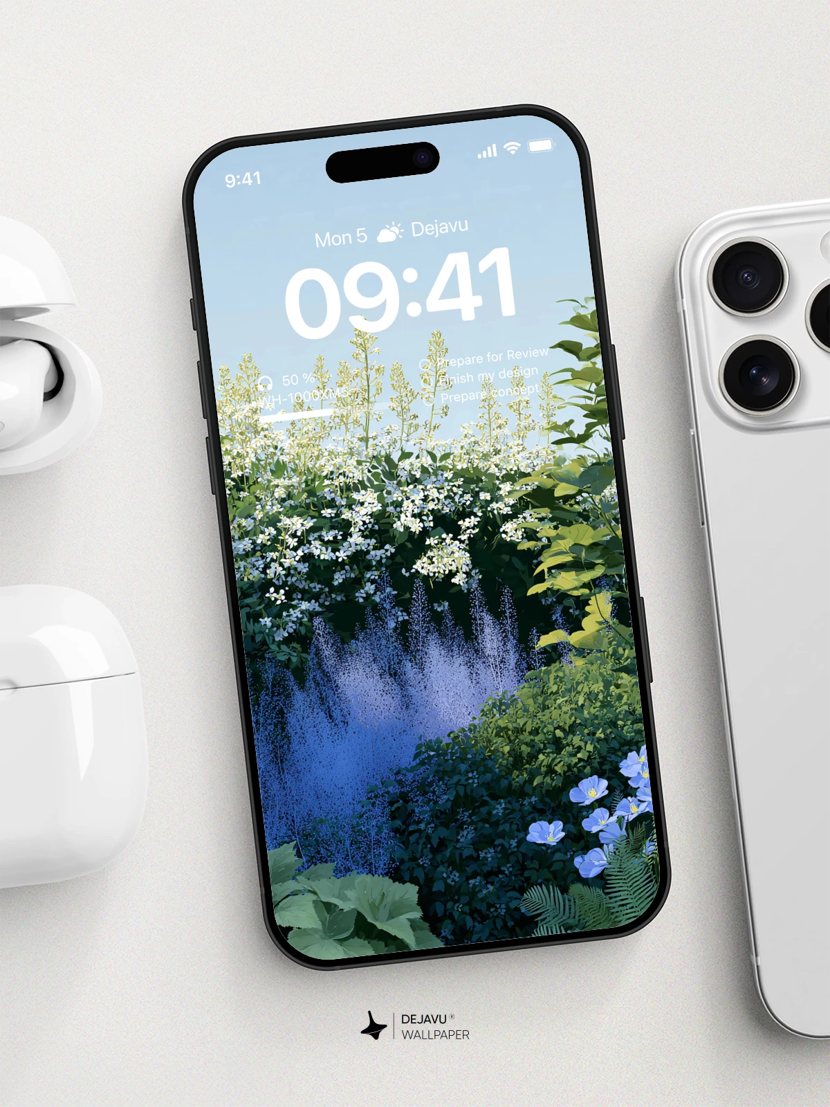 Blue Flower Garden Wallpaper 4K for iPhone Lock Screen