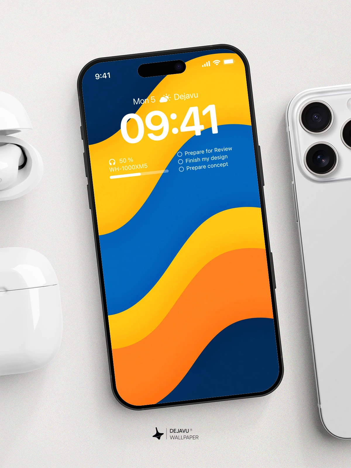 Yellow Blue Orange Waves Wallpaper 4K for iPhone Lock Screen