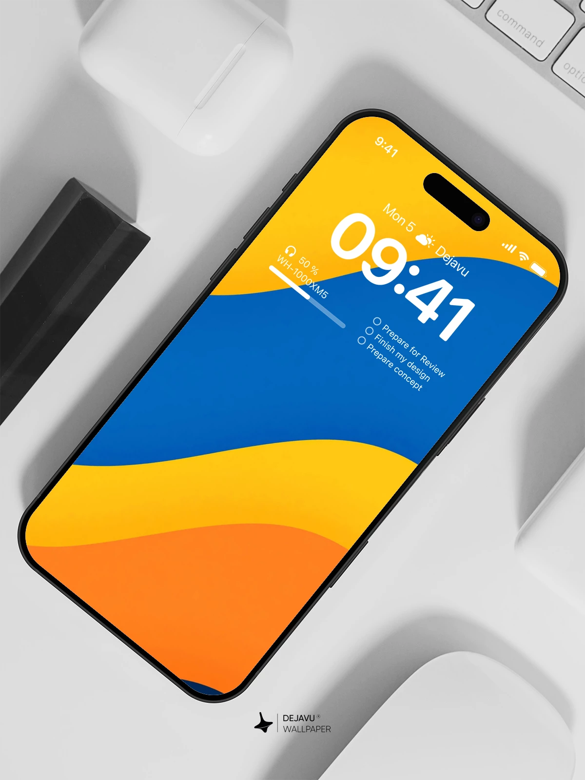 Yellow Blue Orange Waves Wallpaper 4K for iPhone Lock Screen