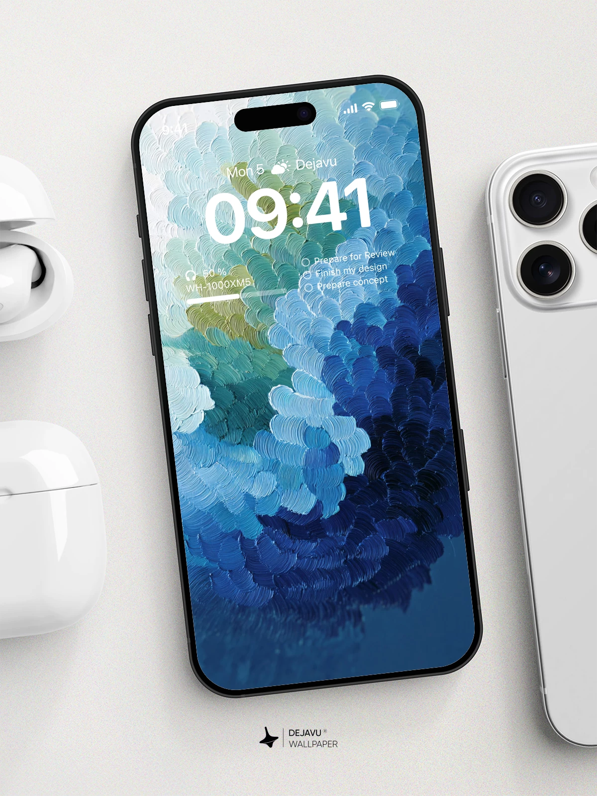 Blue Abstract Waves Wallpaper 4K for iPhone Lock Screen