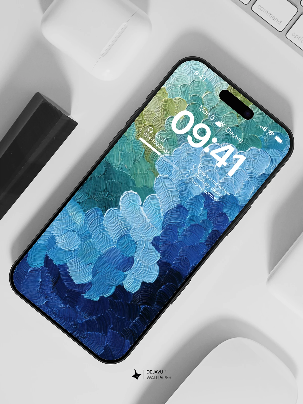 Blue Abstract Waves Wallpaper 4K for iPhone Lock Screen