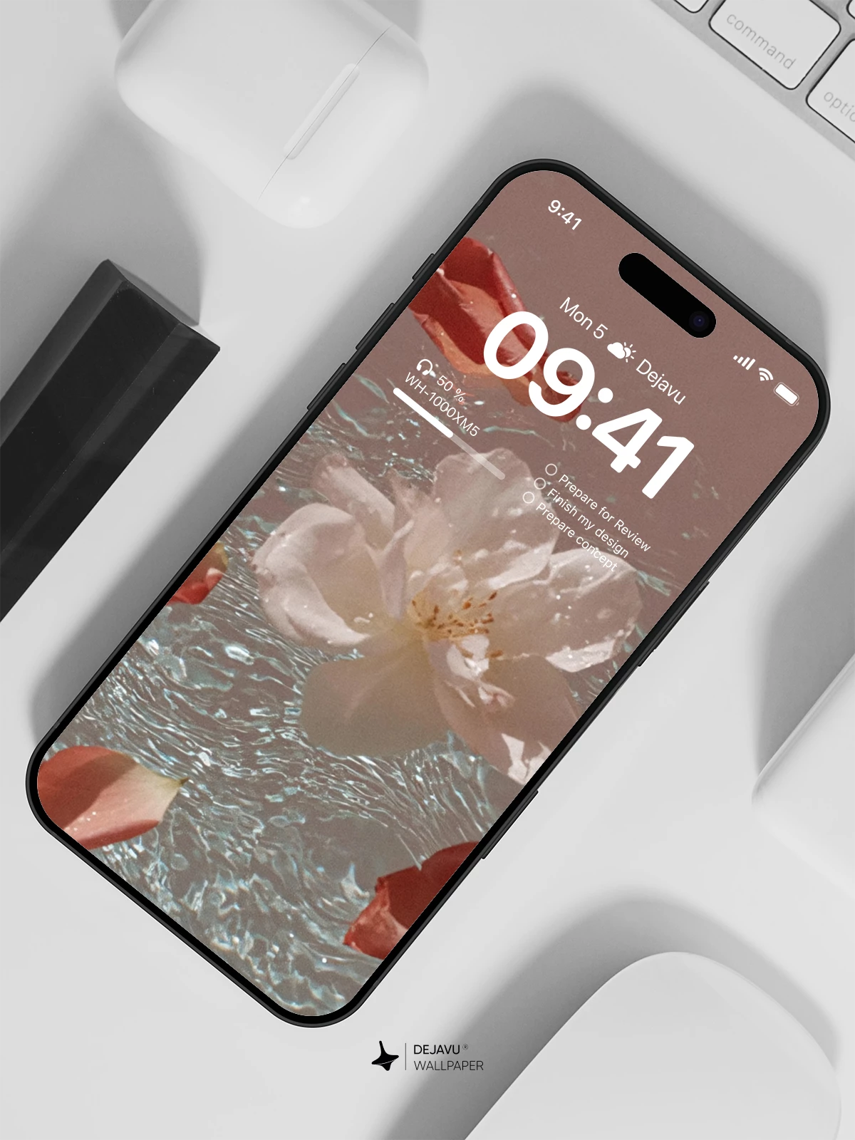 Rose Petal Water Wallpaper 4K for iPhone Lock Screen