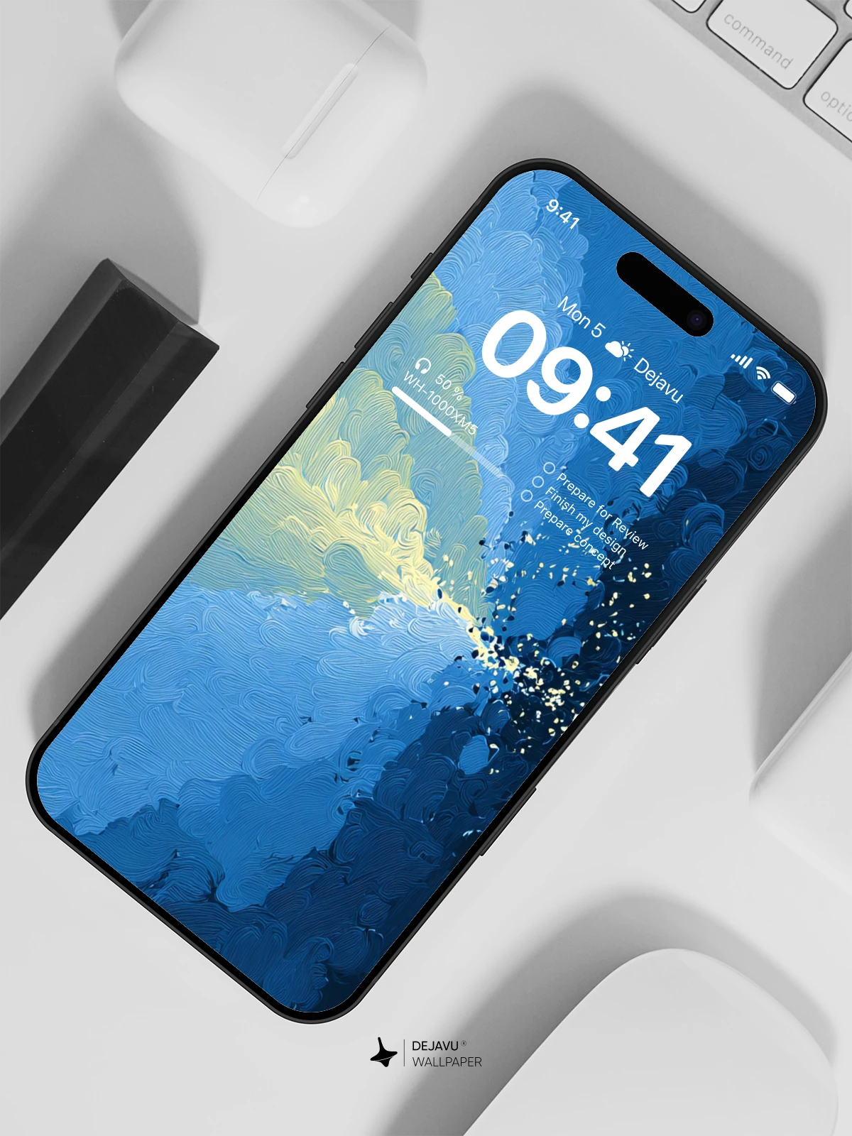 Abstract Blue and Yellow Waves Wallpaper 4K for iPhone Lock Screen