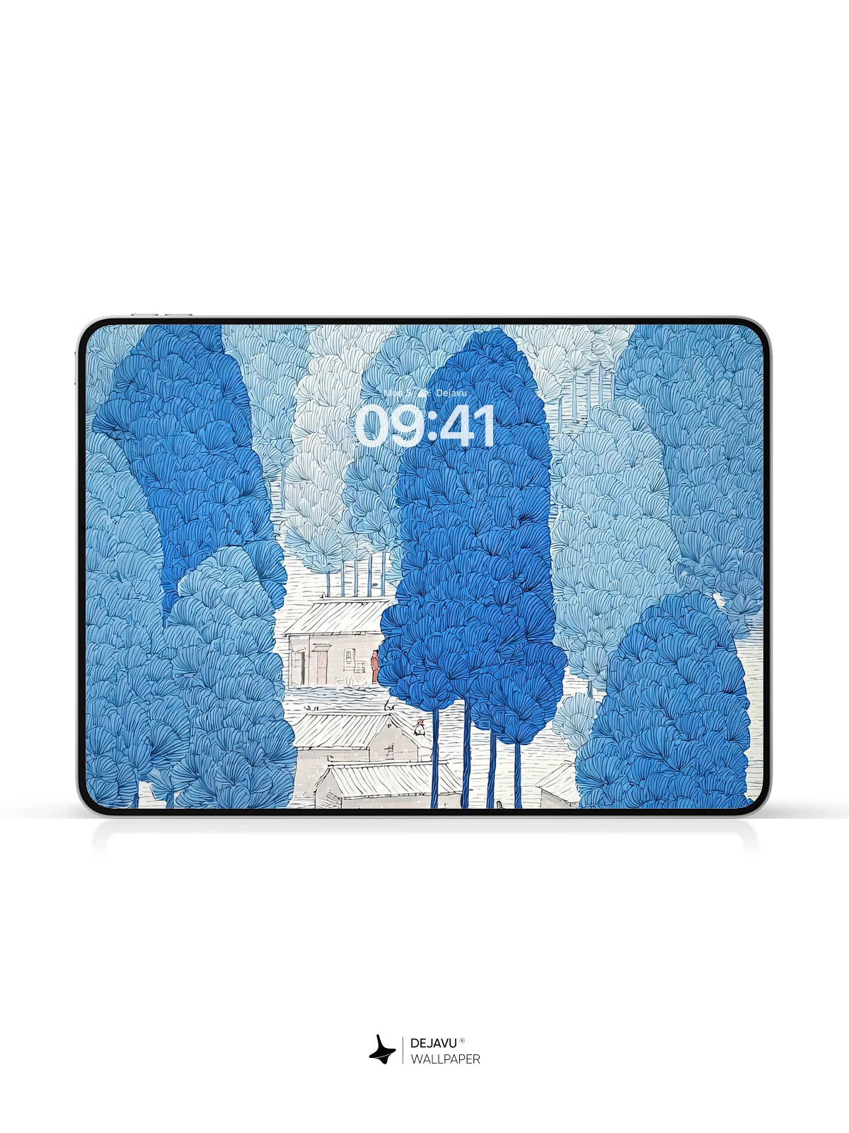 Blue Trees Village Wallpaper 4K for iPhone Lock Screen