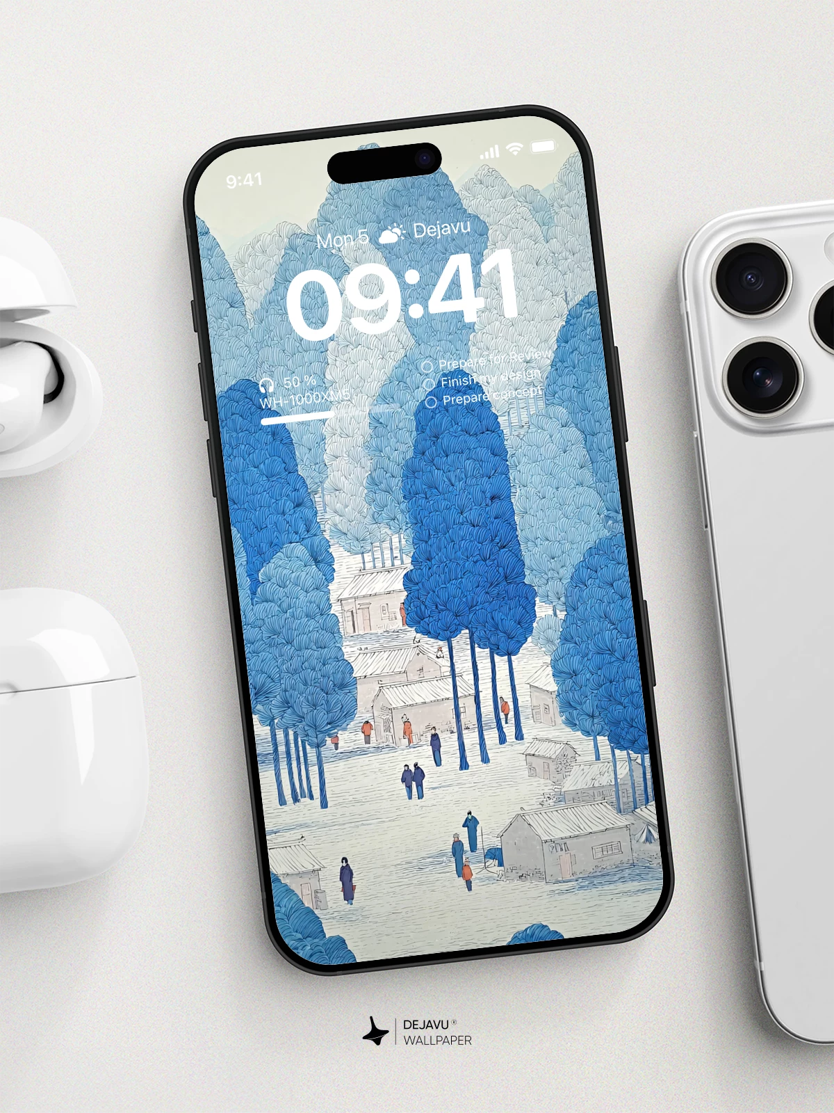 Blue Trees Village Wallpaper 4K for iPhone Lock Screen