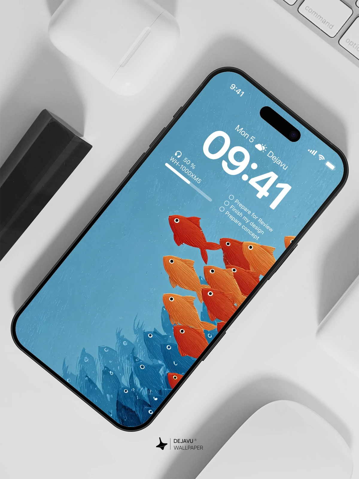 Red and Blue Fish Group Wallpaper 4K for iPhone Lock Screen
