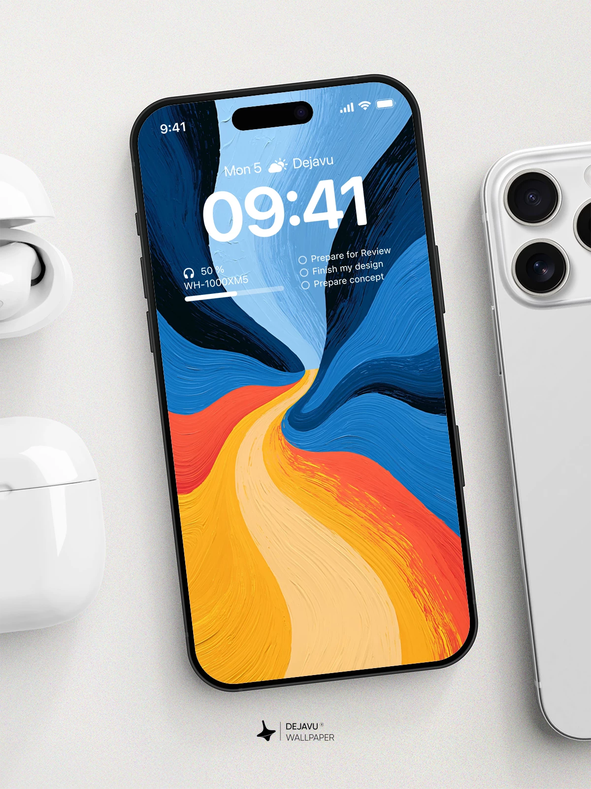 Abstract Blue and Orange Waves Wallpaper 4K for iPhone Lock Screen