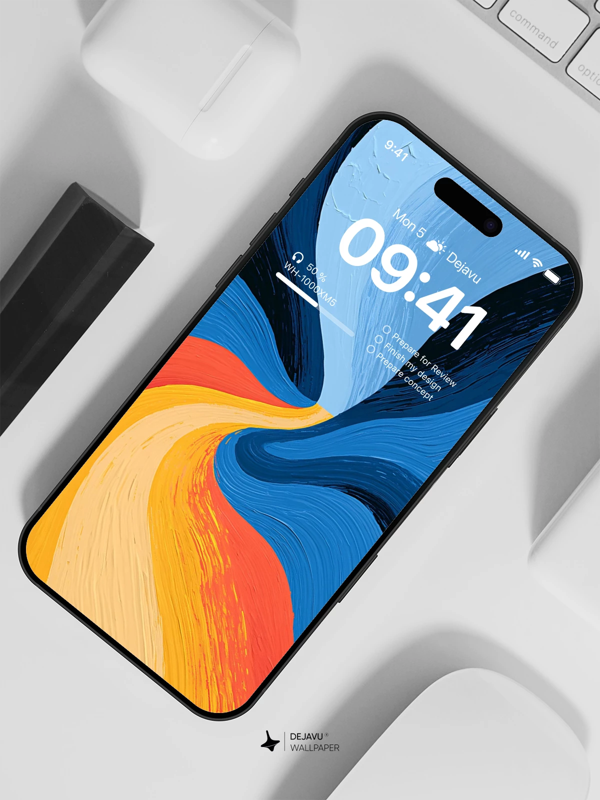 Abstract Blue and Orange Waves Wallpaper 4K for iPhone Lock Screen