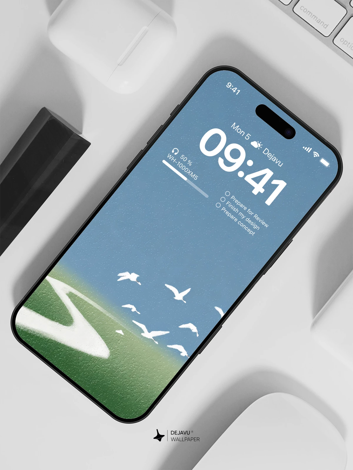 Minimalist Green Landscape Wallpaper 4K for iPhone Lock Screen