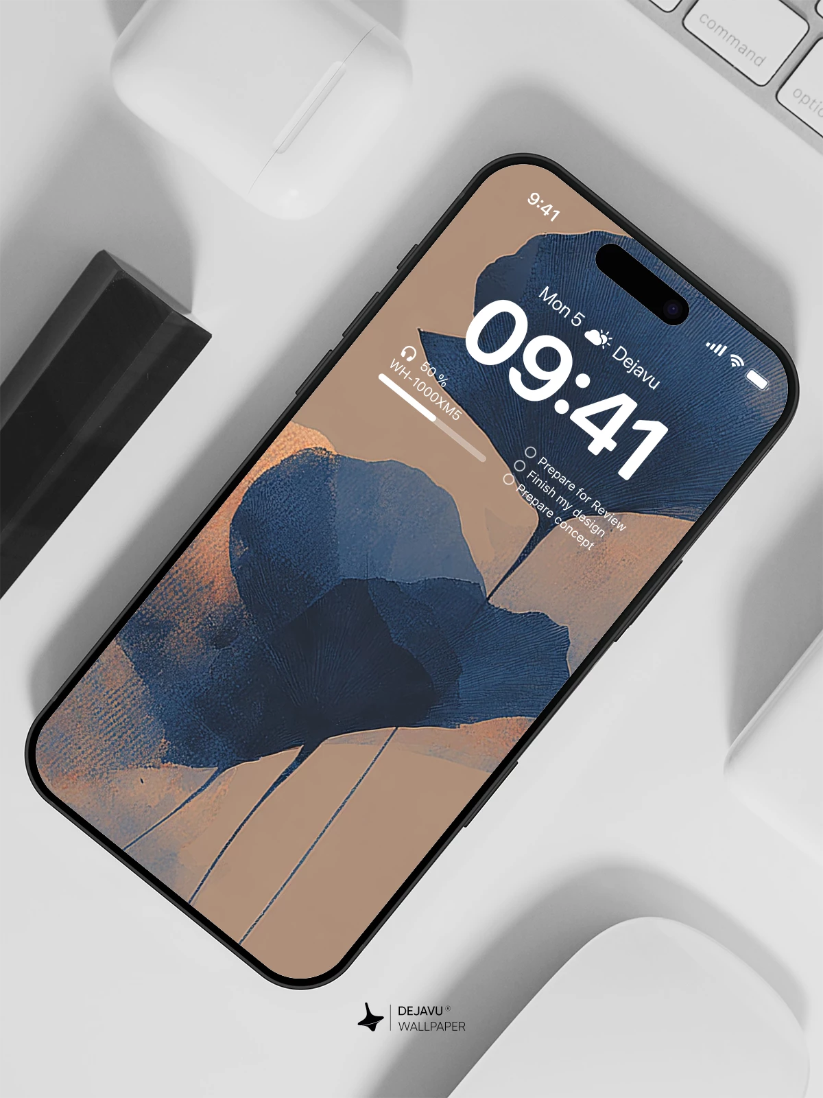 Blue Minimalist Flower Wallpaper 4K for iPhone Lock Screen