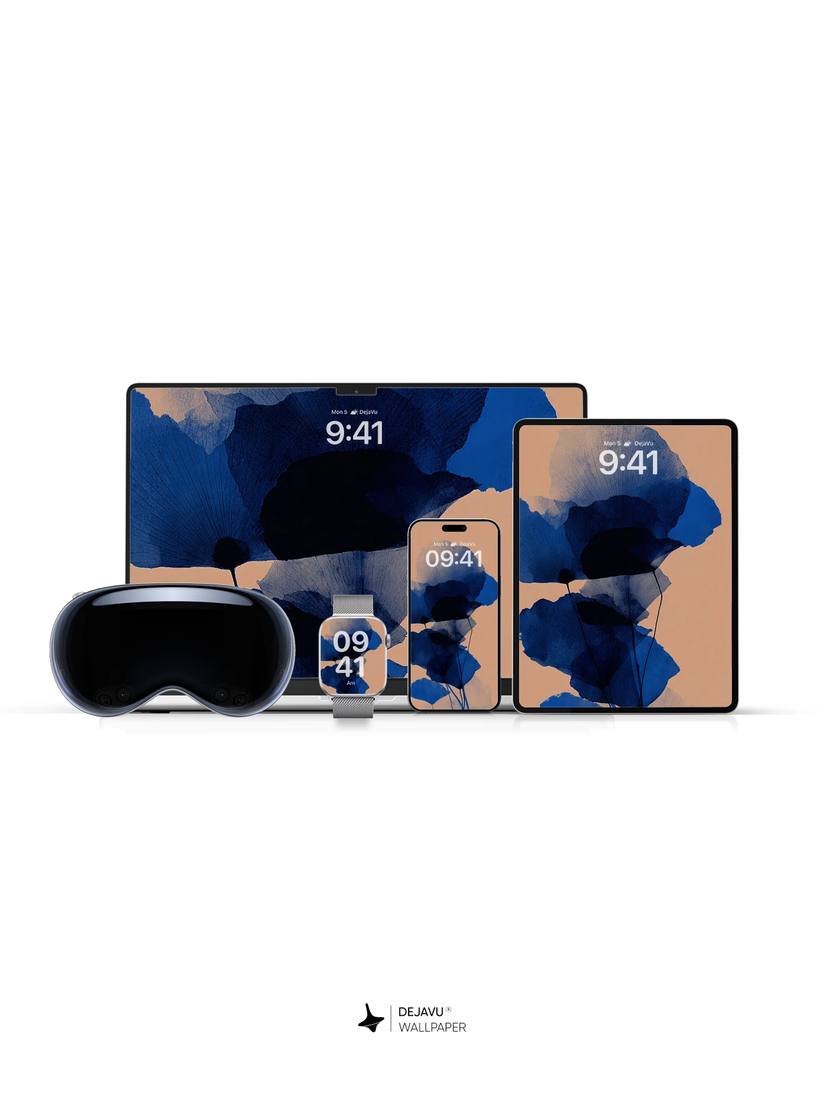 Blue Floral Abstract Wallpaper 4K for iPhone Lock Screen