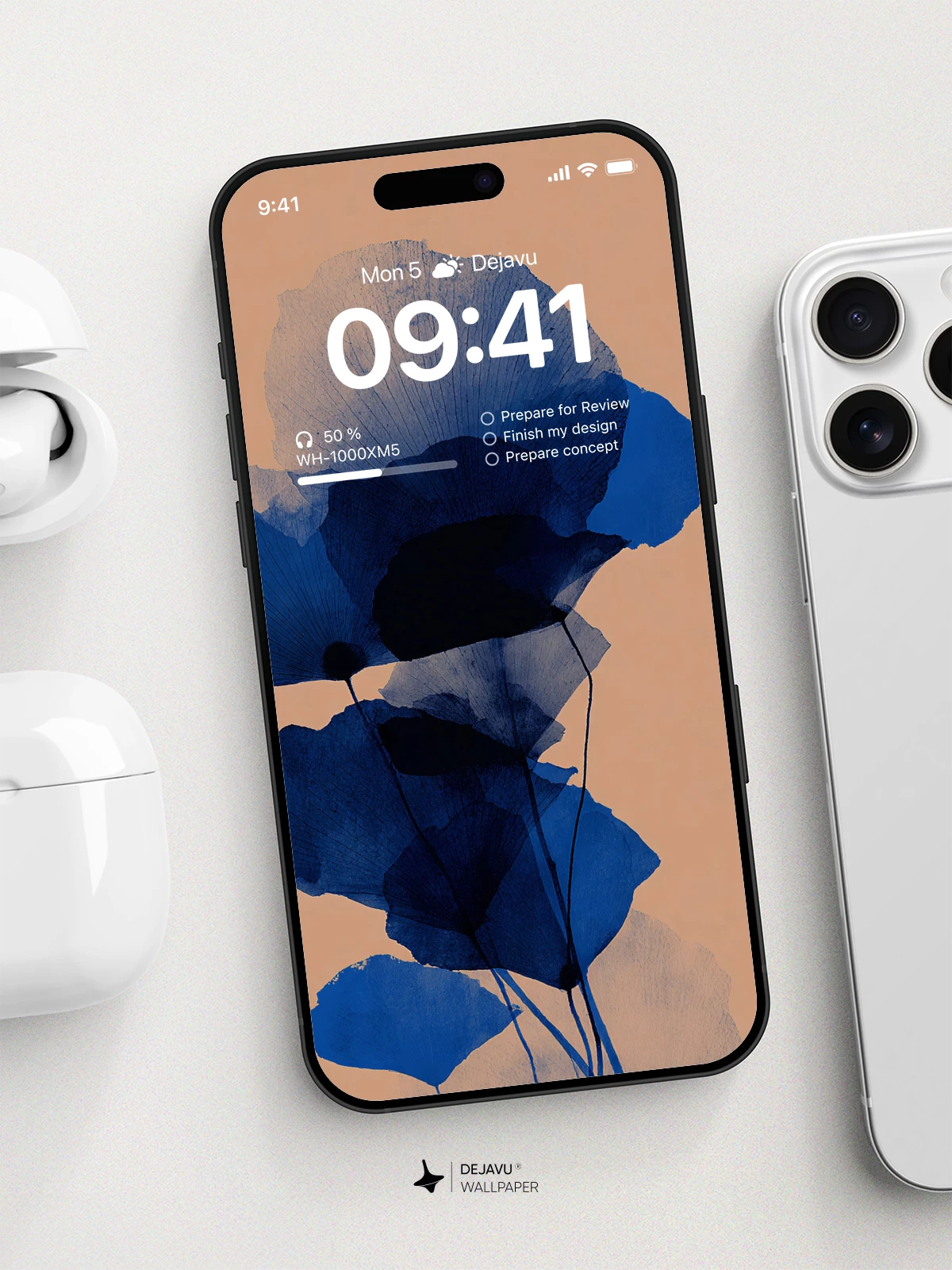 Blue Floral Abstract Wallpaper 4K for iPhone Lock Screen