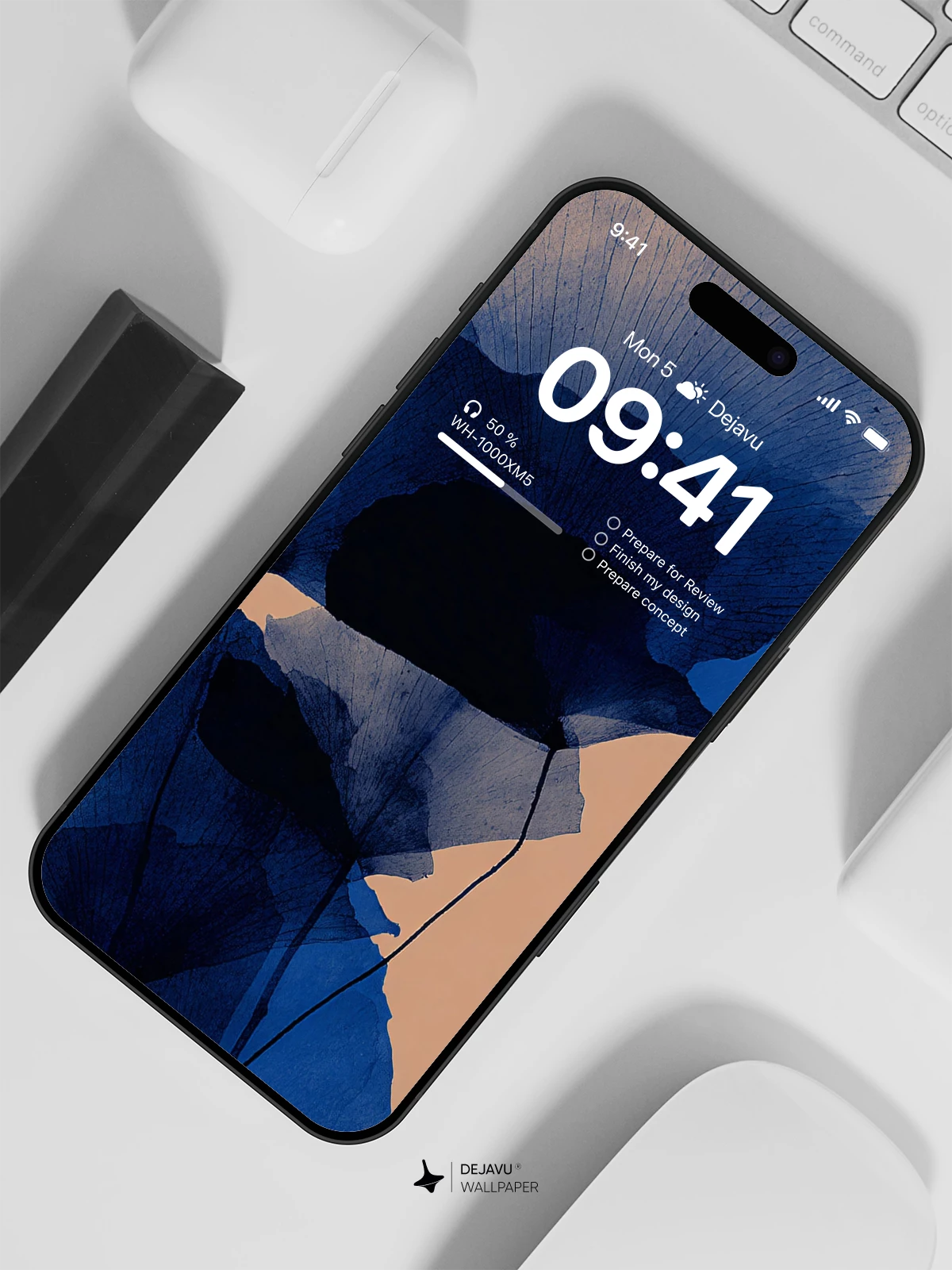 Blue Floral Abstract Wallpaper 4K for iPhone Lock Screen