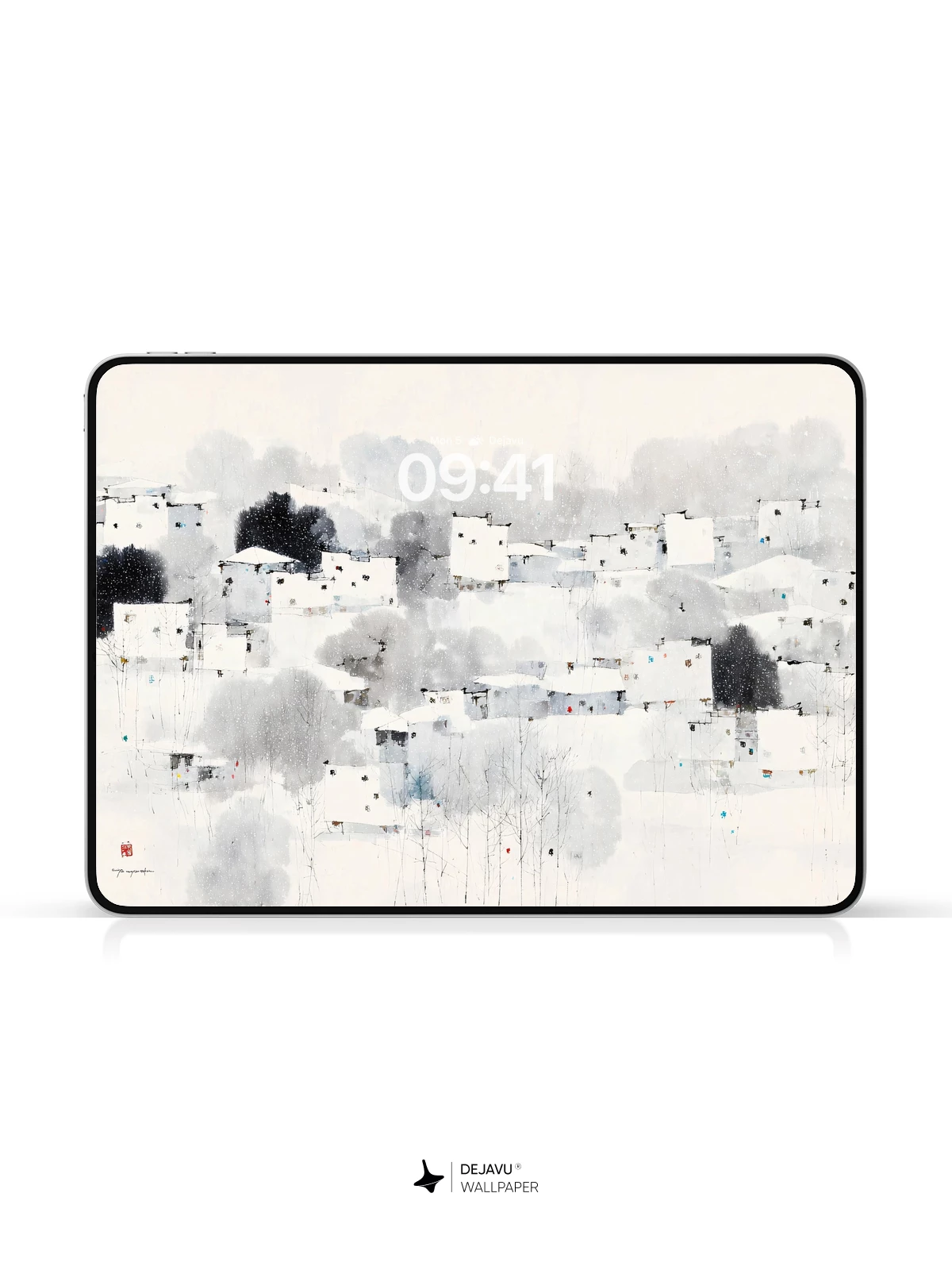 Minimal Ink Village Wallpaper 4K for iPhone Lock Screen