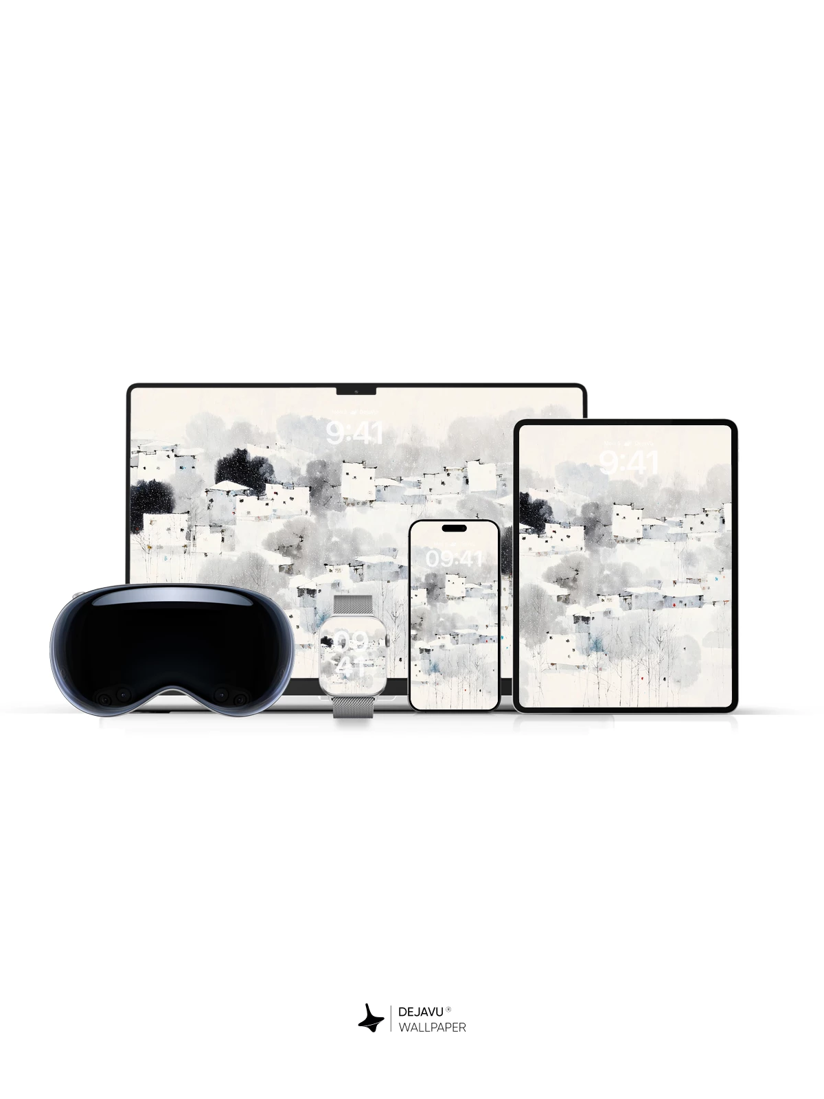 Minimal Ink Village Wallpaper 4K for iPhone Lock Screen