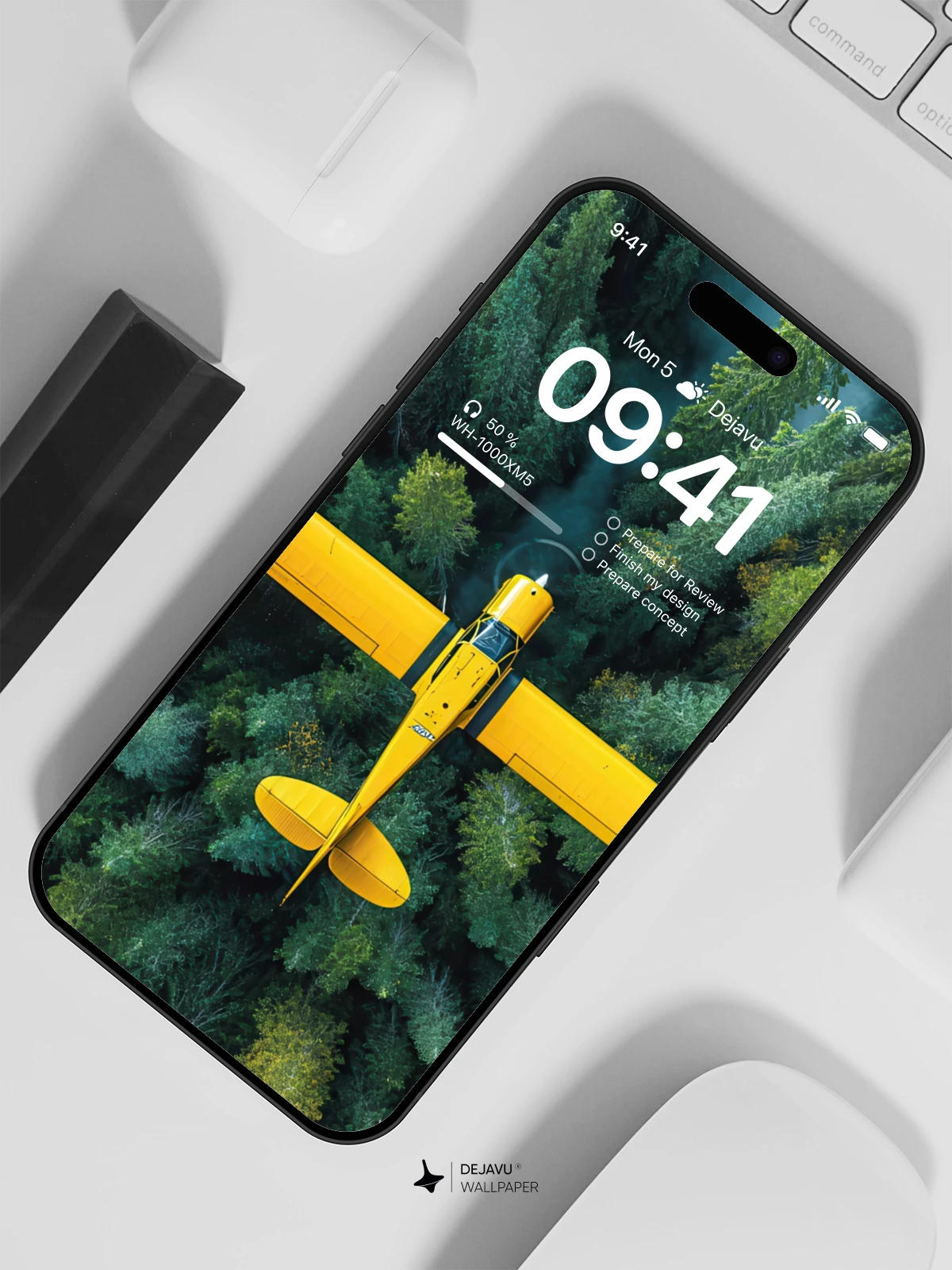 Yellow Plane Forest Wallpaper 4K for iPhone Lock Screen