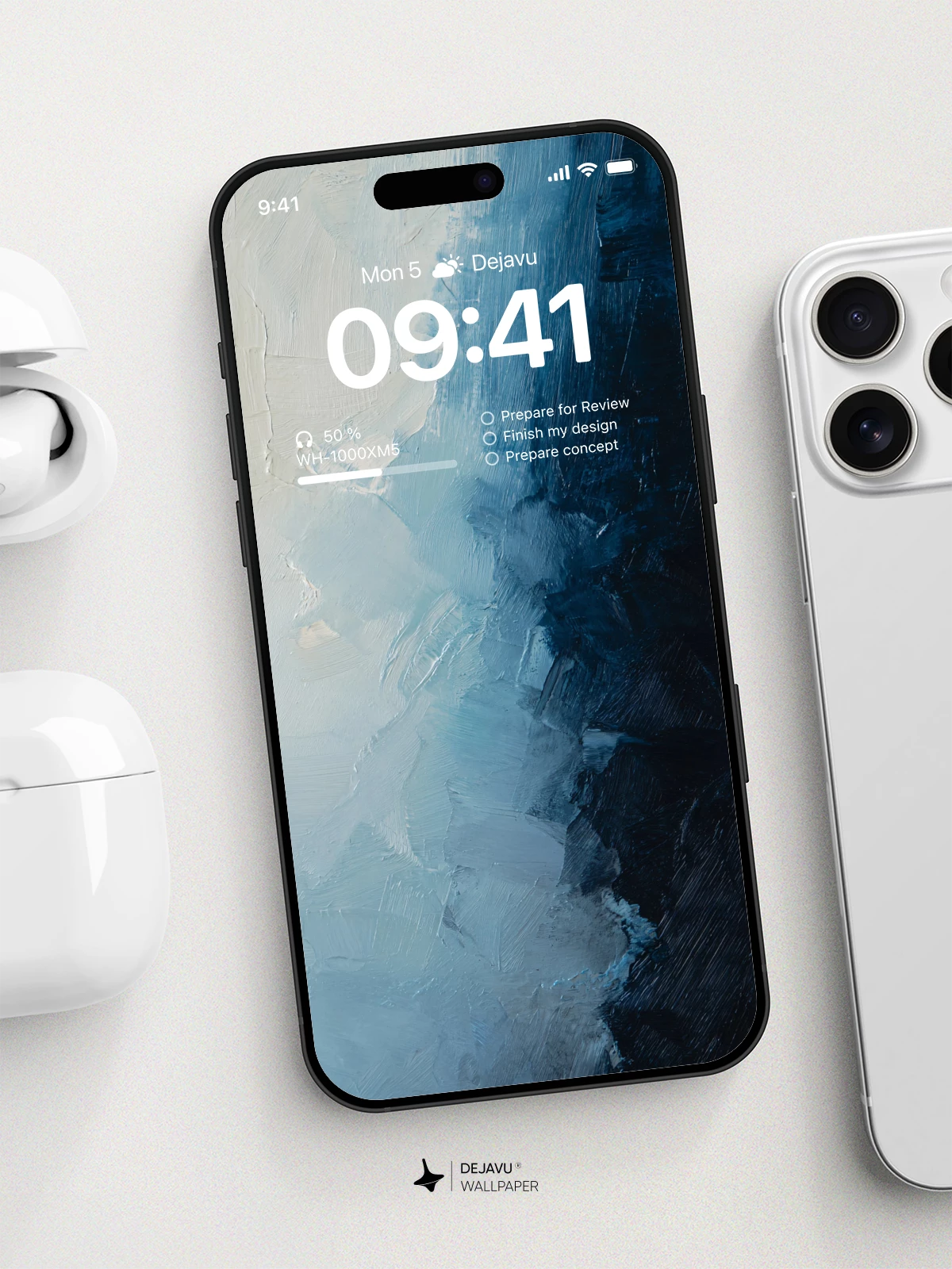 Abstract Blue and White Wallpaper 4K for iPhone Lock Screen
