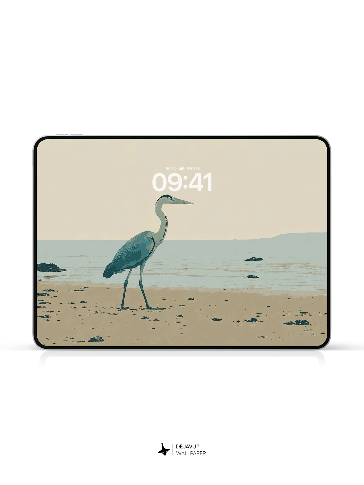 苍鹭海滩壁纸 4K Minimal Lock Screen Wallpaper