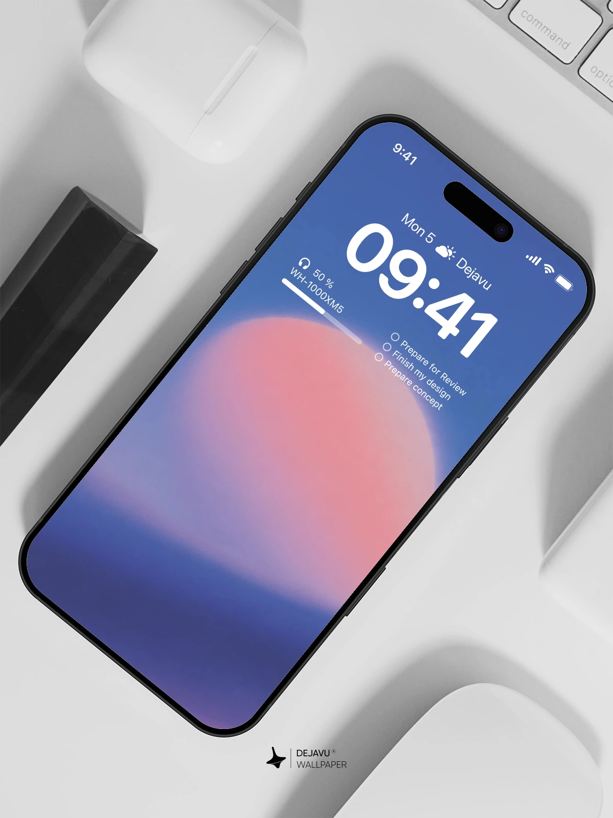 Pink Sunset Moon Wallpaper 4K for iPhone Lock Screen