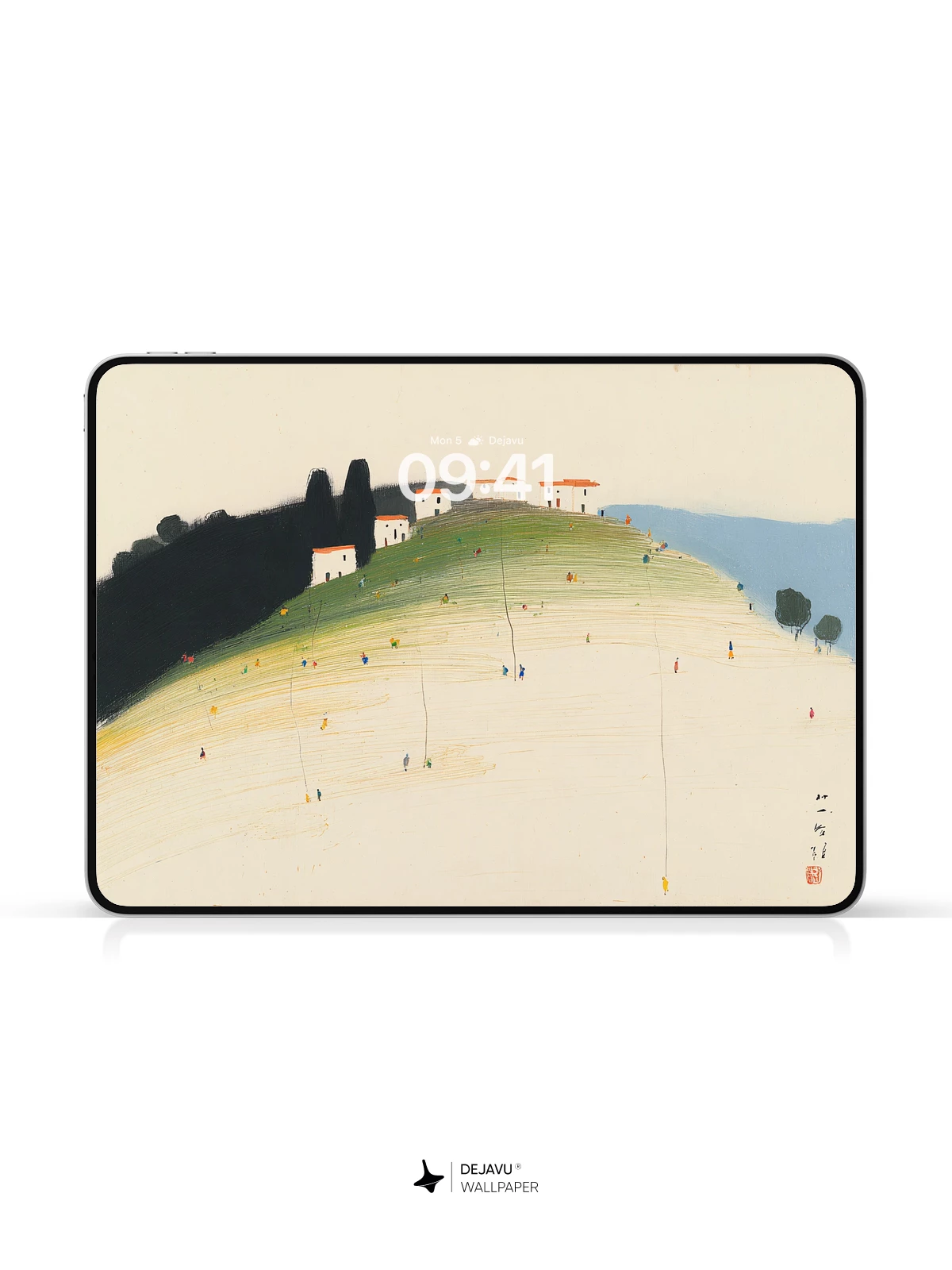 Minimalist Hillside Village Wallpaper 4K for iPhone Lock Screen