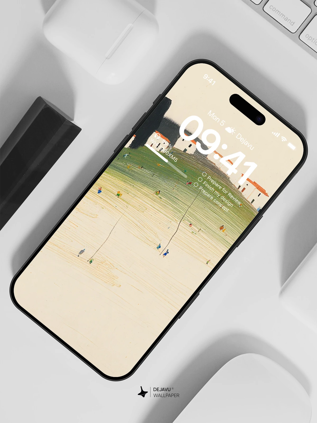 Minimalist Hillside Village Wallpaper 4K for iPhone Lock Screen