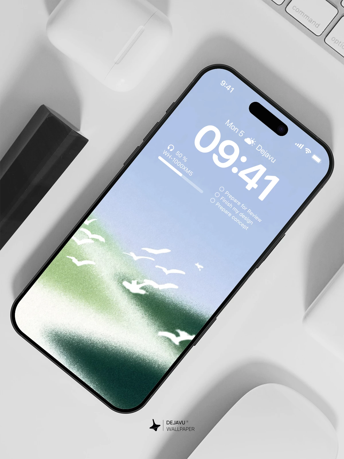 Minimal Green Hill Wallpaper 4K for iPhone Lock Screen