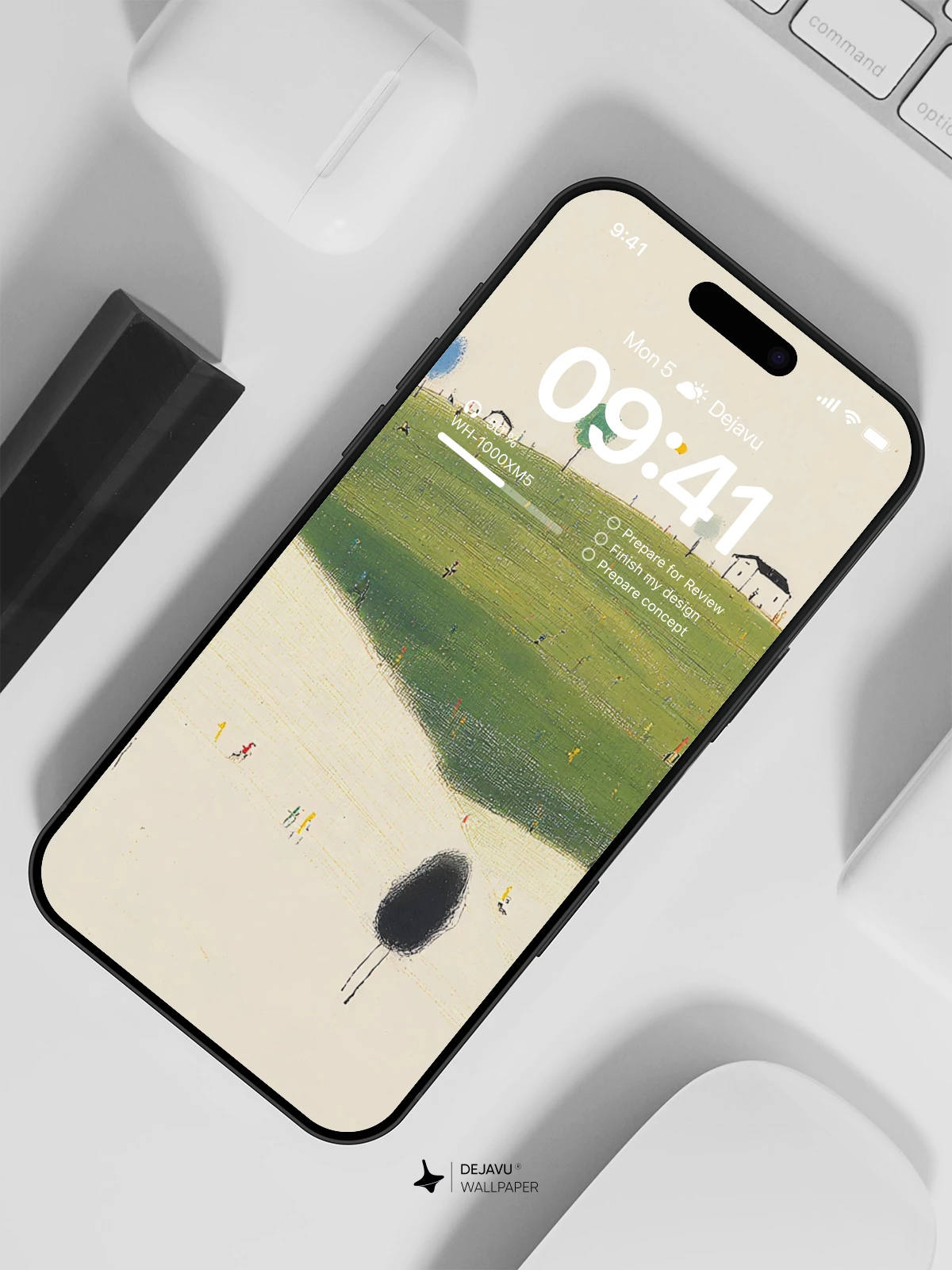 Minimalist Green Hill Landscape Wallpaper 4K for iPhone Lock Screen