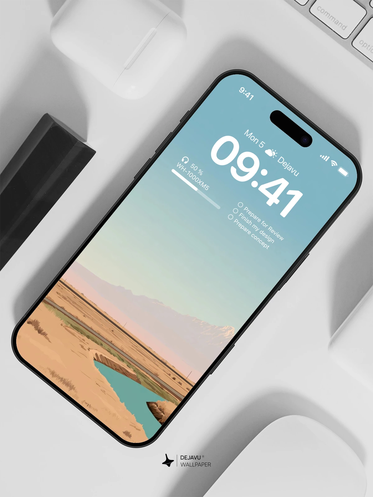 Desert River Mountain Wallpaper 4K for iPhone Lock Screen