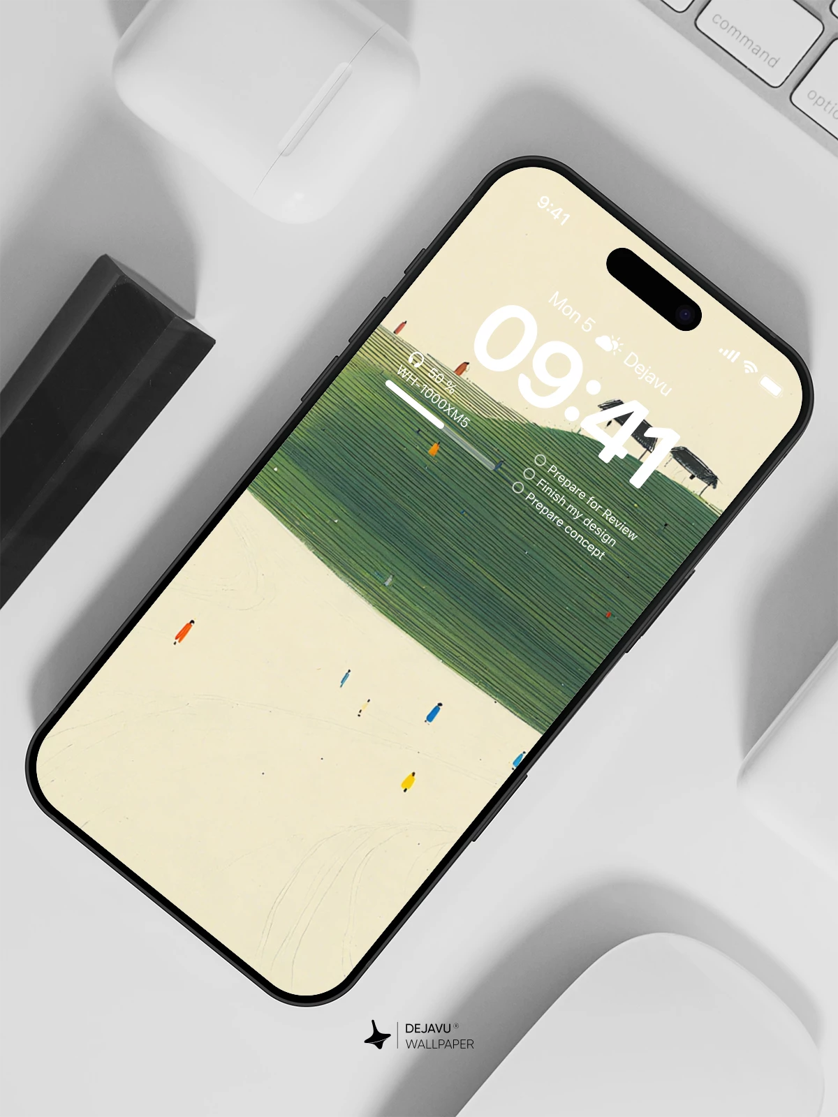 Minimal Green Hills Landscape Wallpaper 4K for iPhone Lock Screen