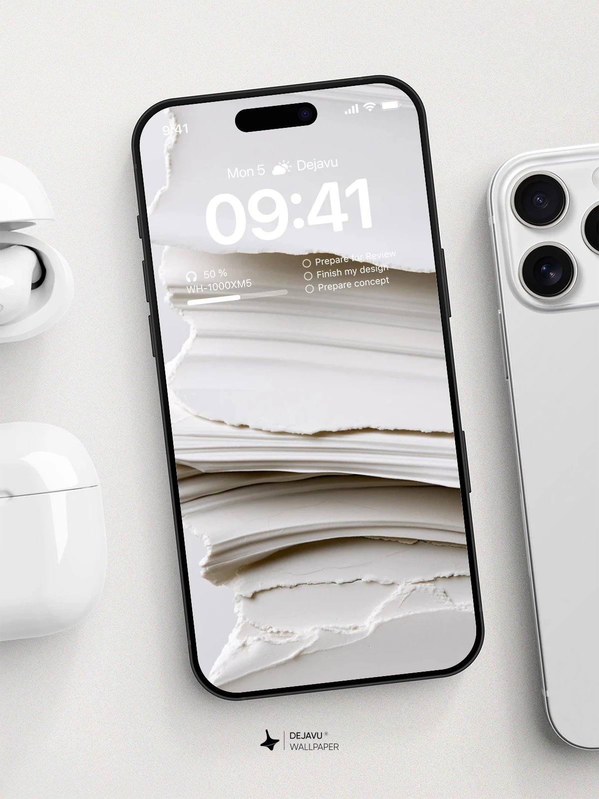 White Paper Stack Wallpaper 4K for iPhone Lock Screen