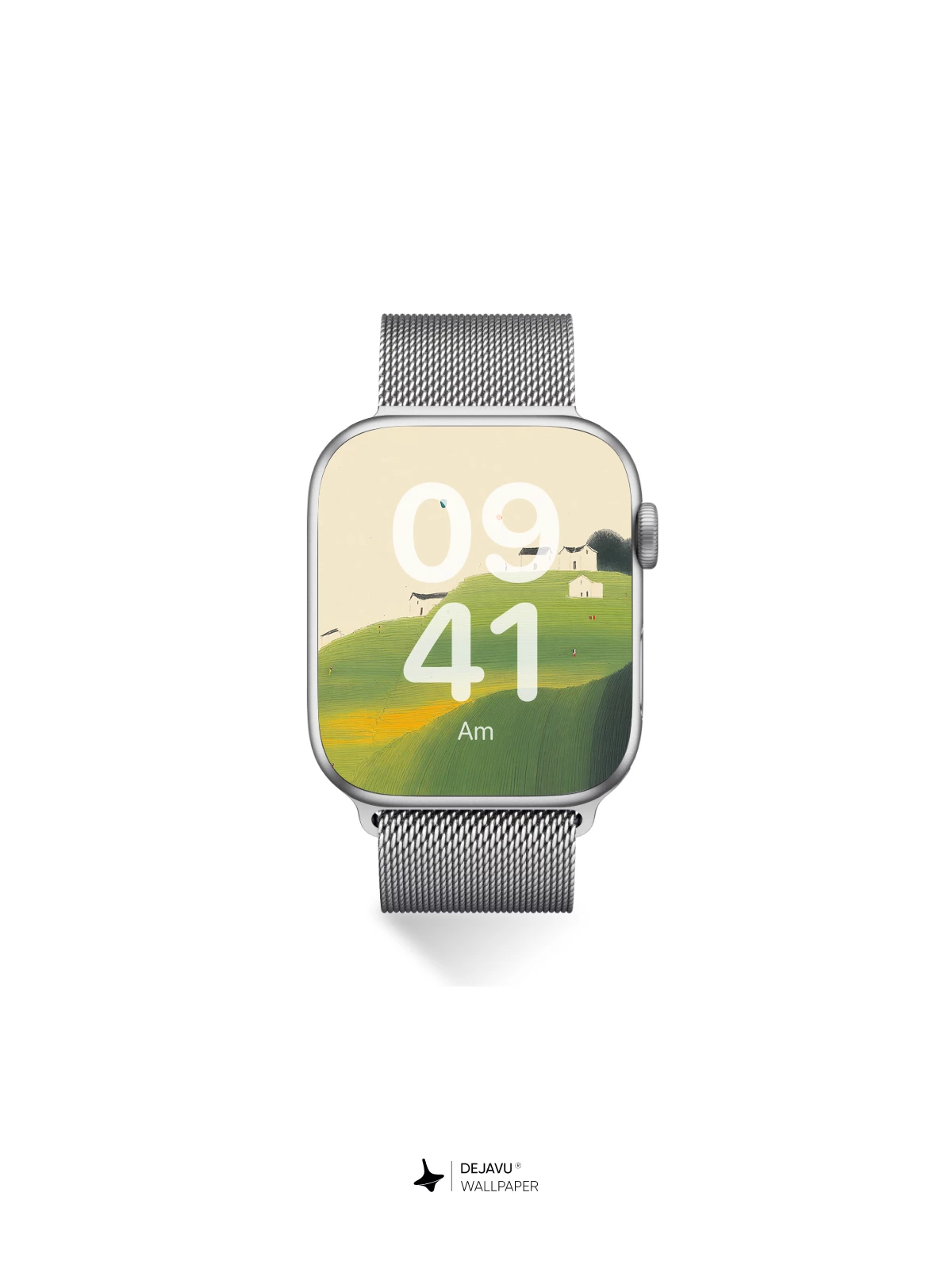 Minimalist Green Hillside Houses Wallpaper 4K for iPhone Lock Screen