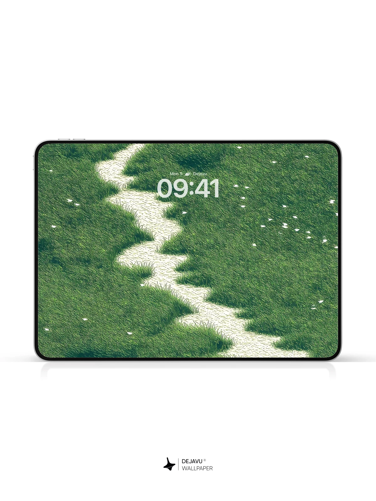 Zigzag Path in Green Grass Field 4K Wallpaper for iPhone Lock Screen