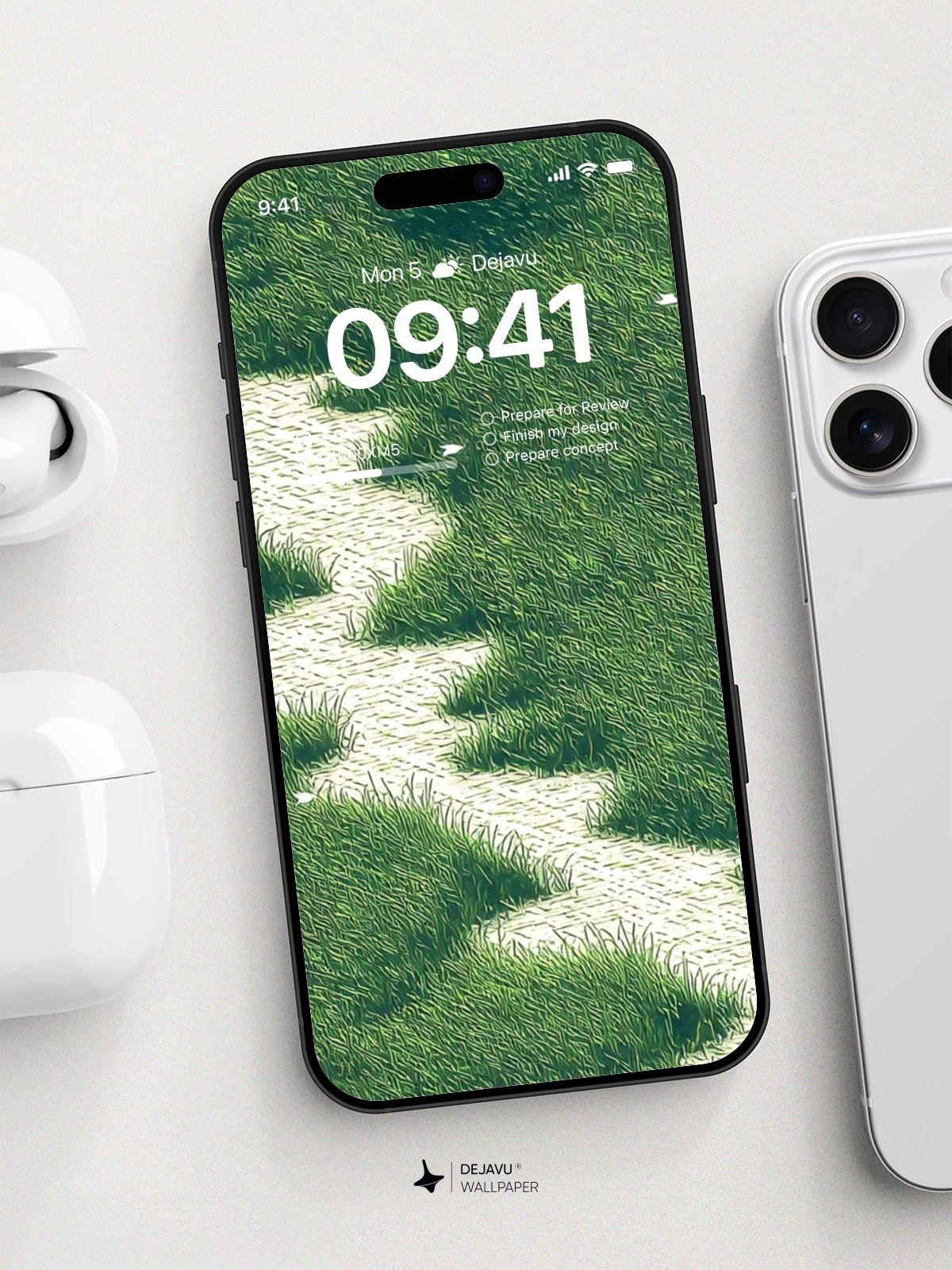 Zigzag Path in Green Grass Field 4K Wallpaper for iPhone Lock Screen