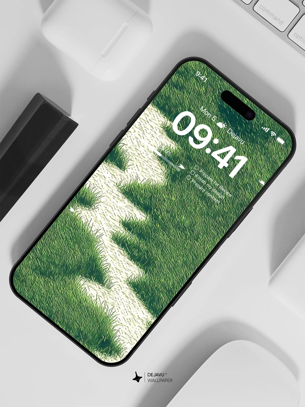 Zigzag Path in Green Grass Field 4K Wallpaper for iPhone Lock Screen