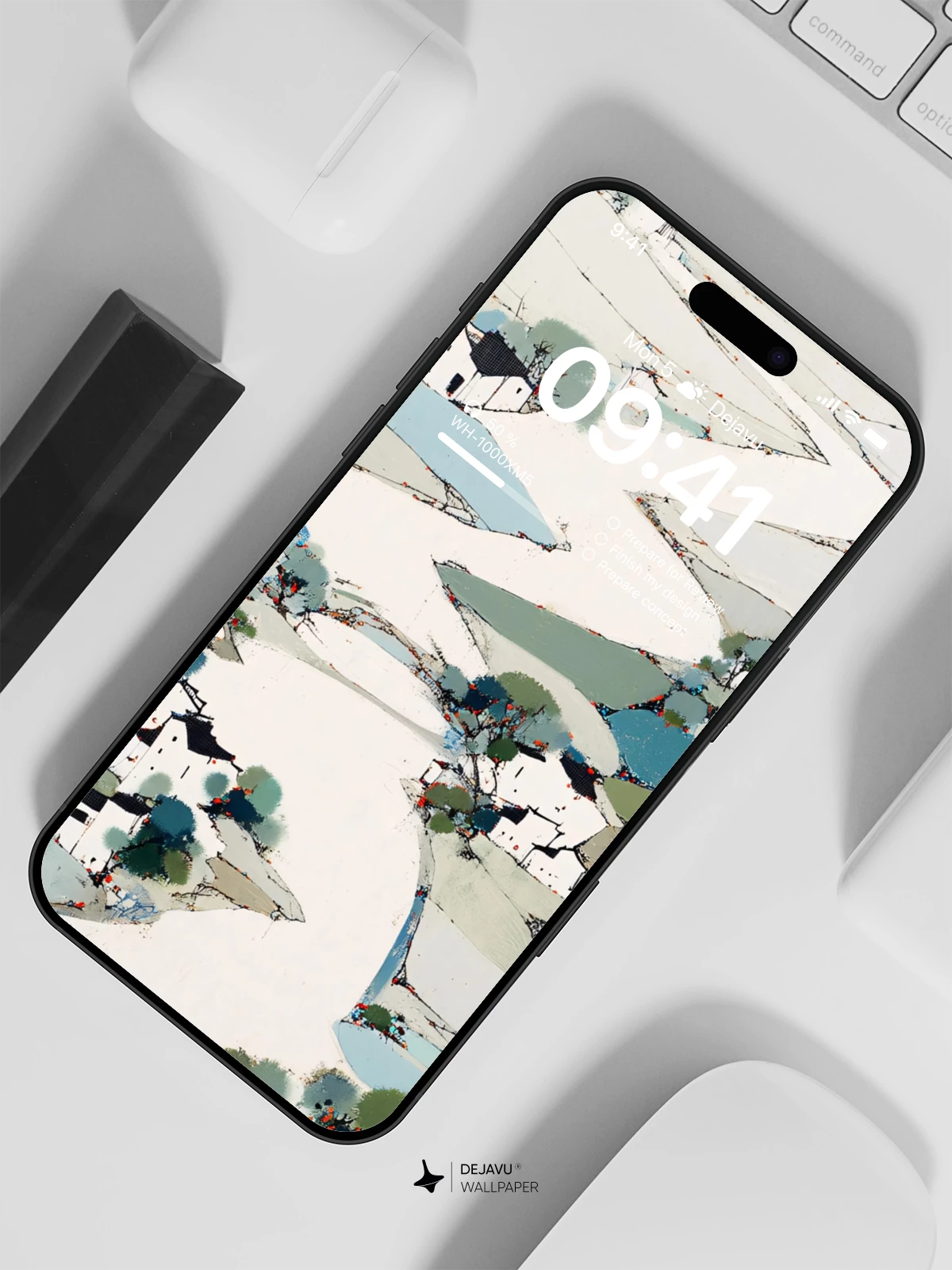 乡村风景插画壁纸4K for iPhone Lock Screen