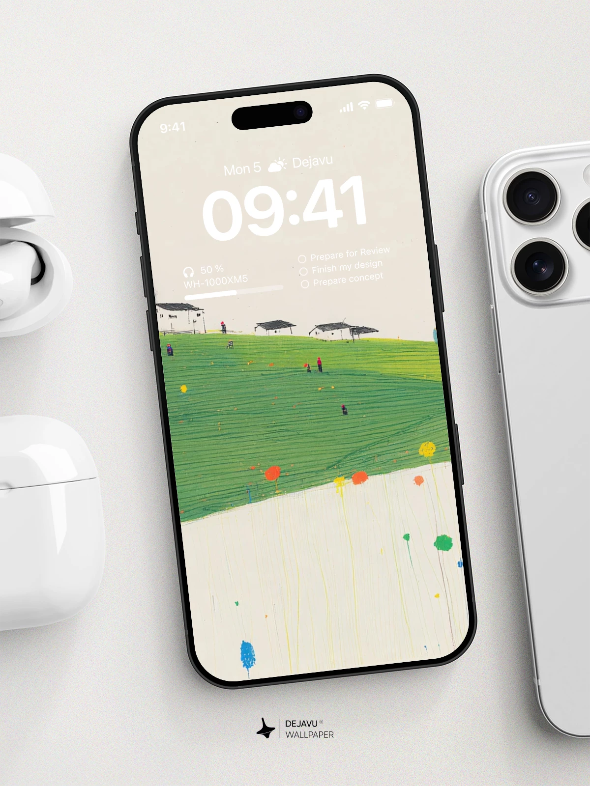 Minimalist Green Hill Landscape Wallpaper 4K for iPhone Lock Screen