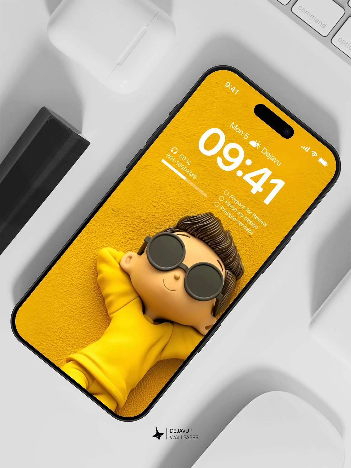 Yellow 3D Boy with Sunglasses Wallpaper 4K for iPhone Lock Screen
