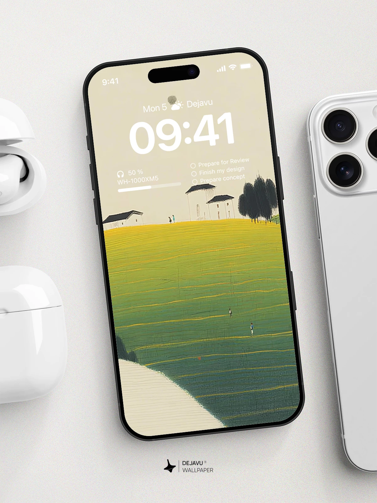 Minimal Green Hill Landscape Wallpaper 4K for iPhone Lock Screen