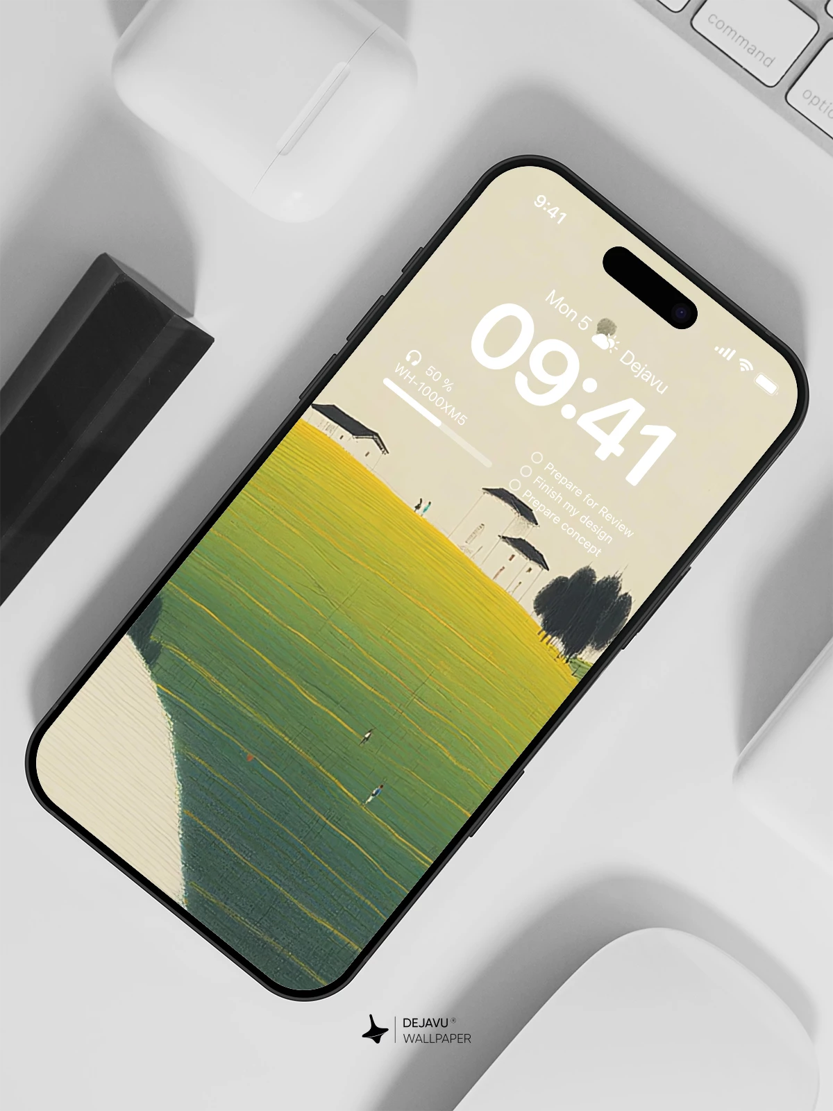 Minimal Green Hill Landscape Wallpaper 4K for iPhone Lock Screen
