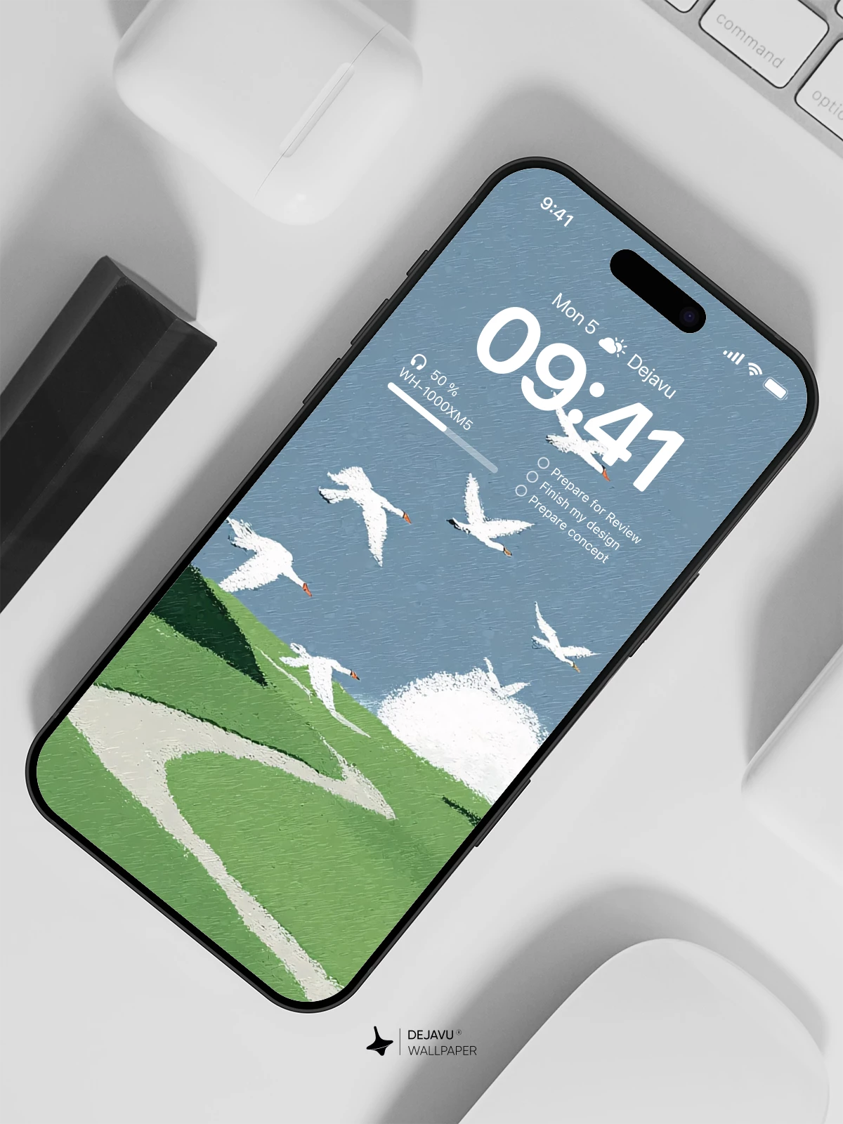 Green Hills and Birds Wallpaper 4K for iPhone Lock Screen