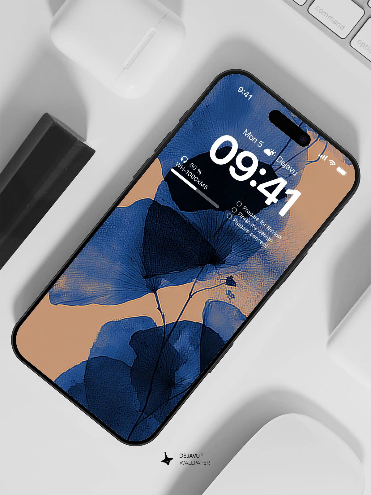Blue Ginkgo Leaves Wallpaper 4K for iPhone Lock Screen