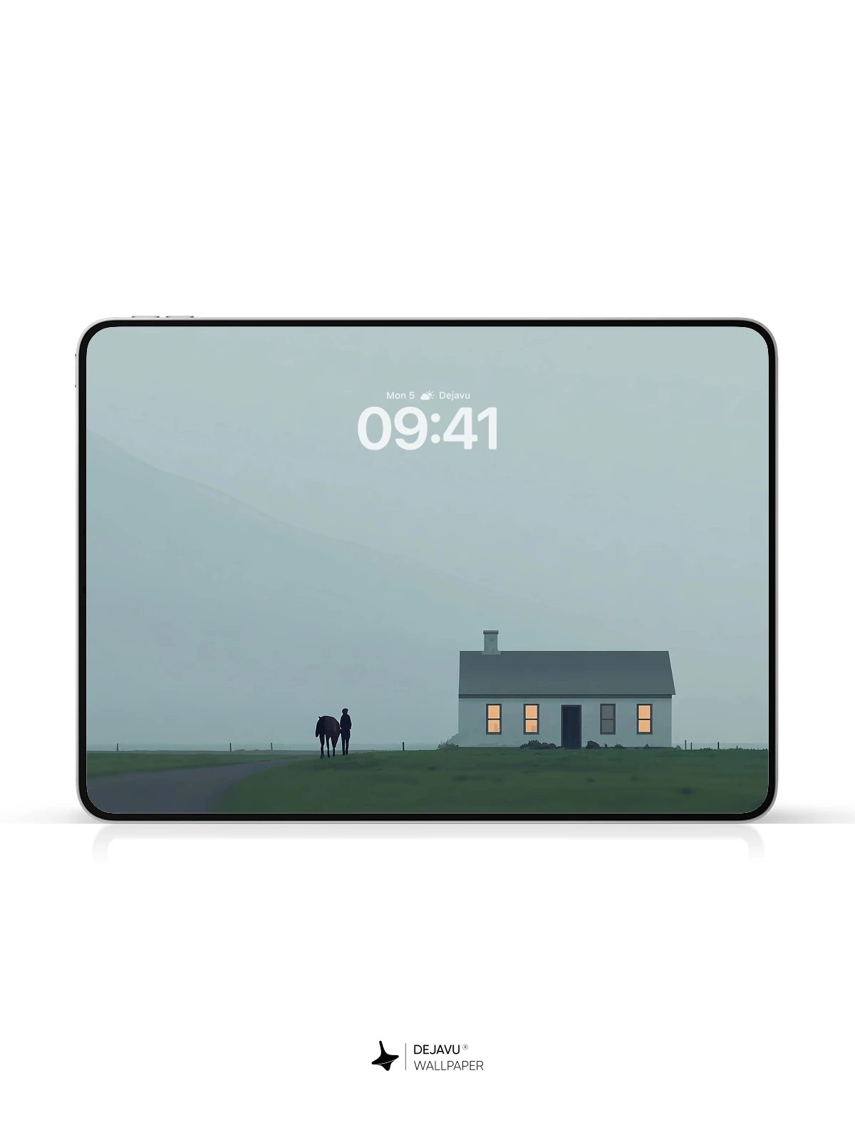 Foggy House with Horse Wallpaper 4K for iPhone Lock Screen