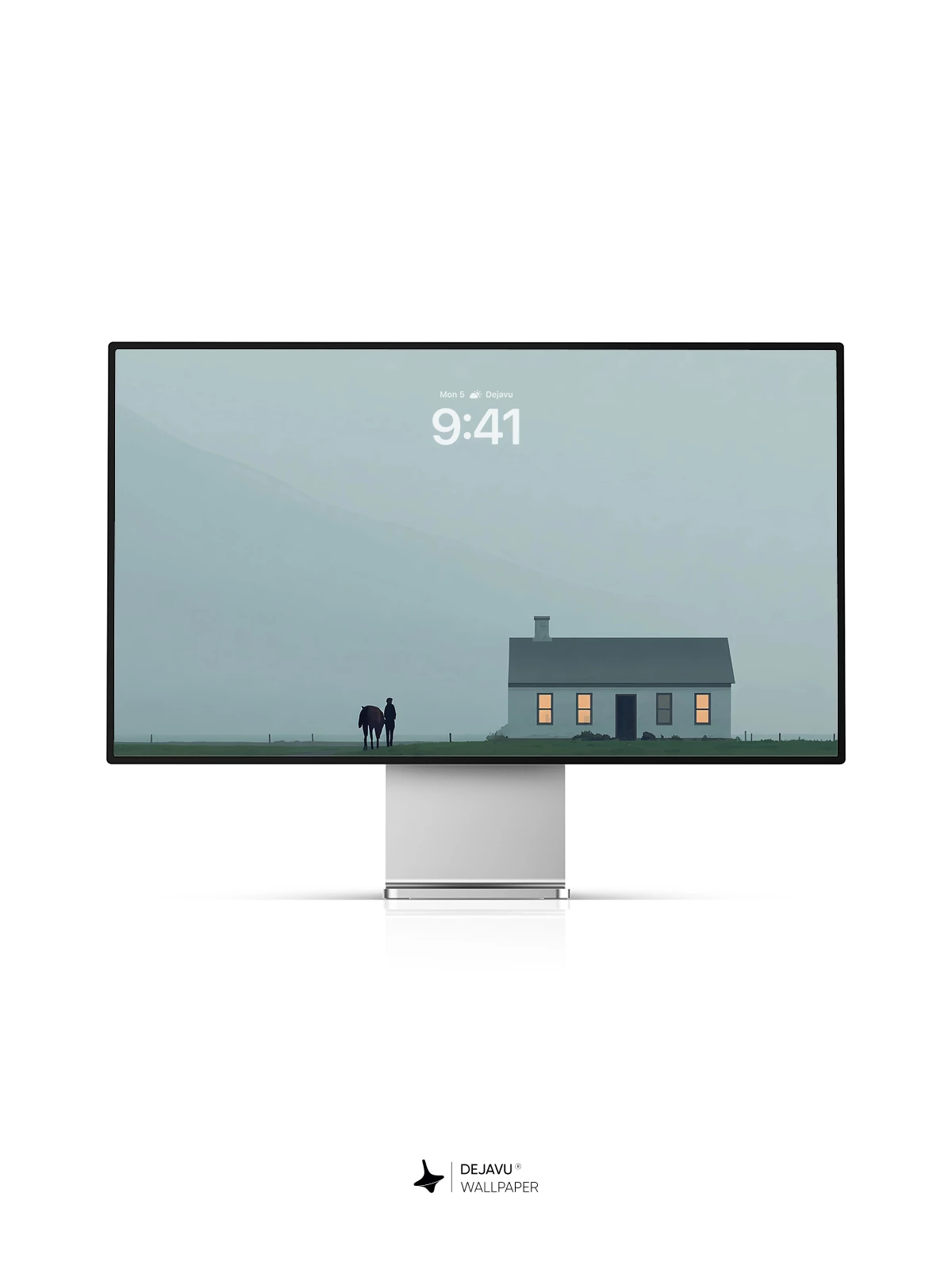 Foggy House with Horse Wallpaper 4K for iPhone Lock Screen