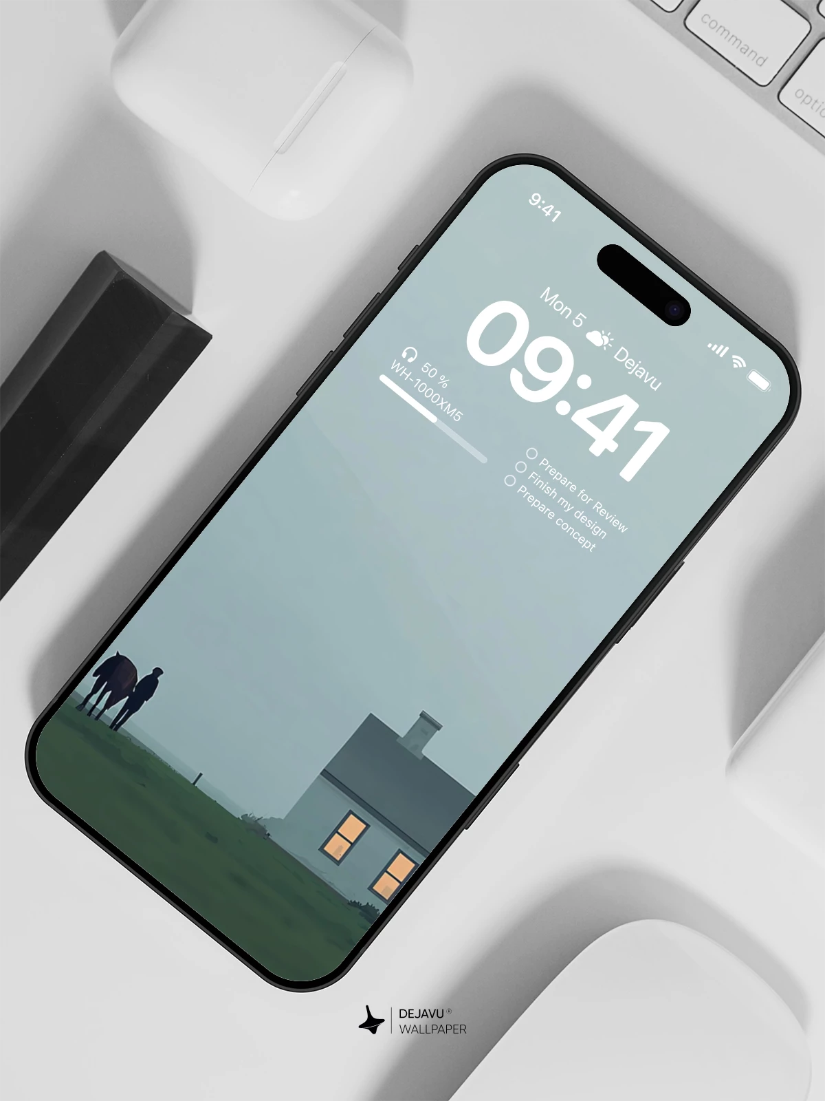 Foggy House with Horse Wallpaper 4K for iPhone Lock Screen
