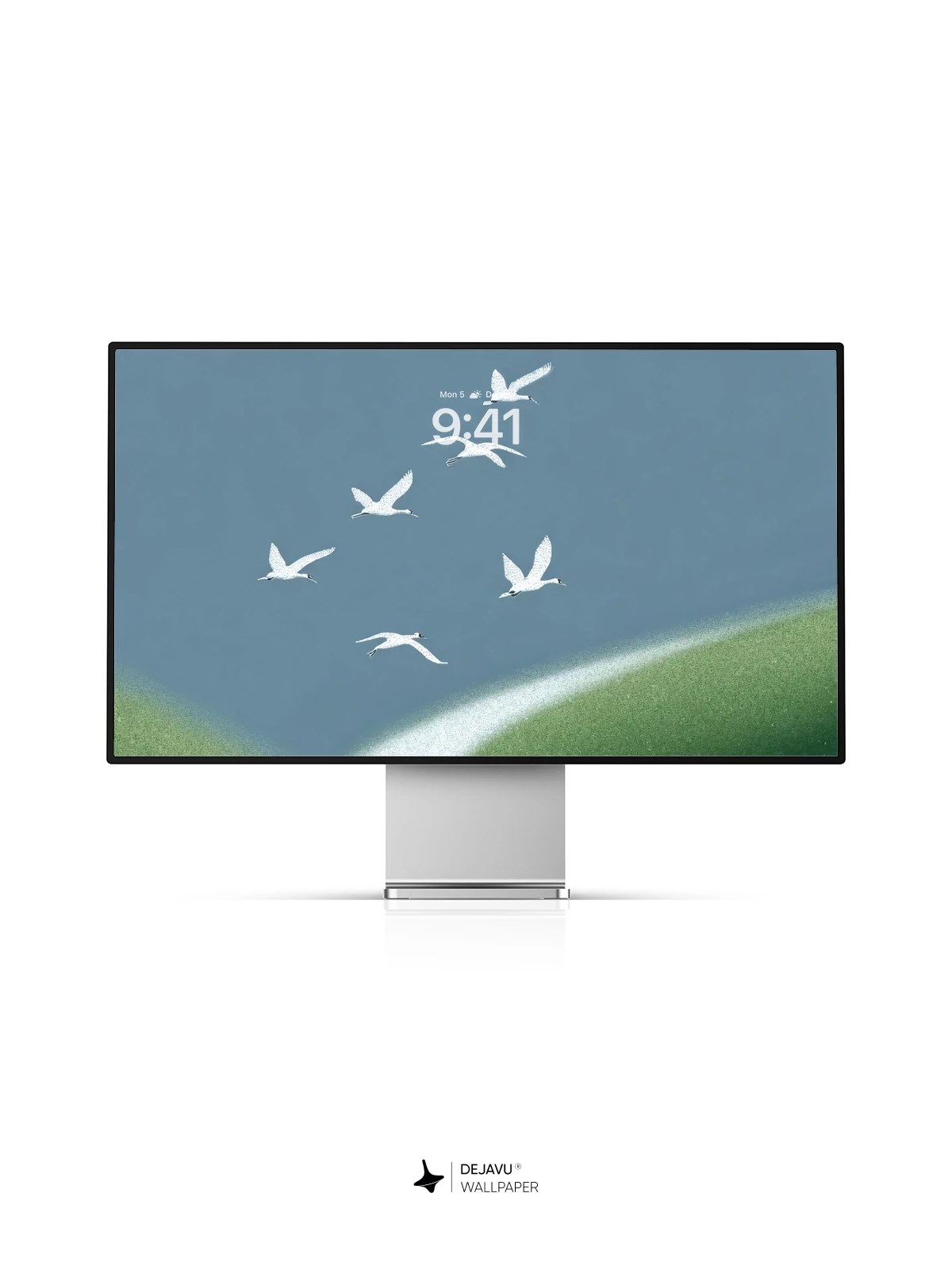 White Birds Flying Over Green Hills Wallpaper 4K for Mobile Background