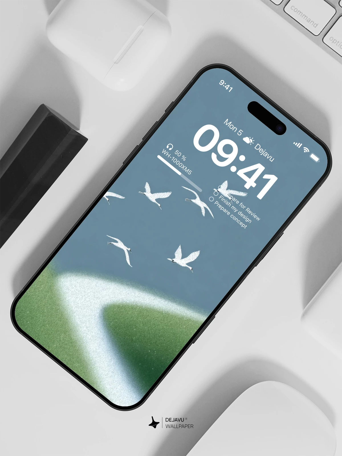 White Birds Flying Over Green Hills Wallpaper 4K for Mobile Background