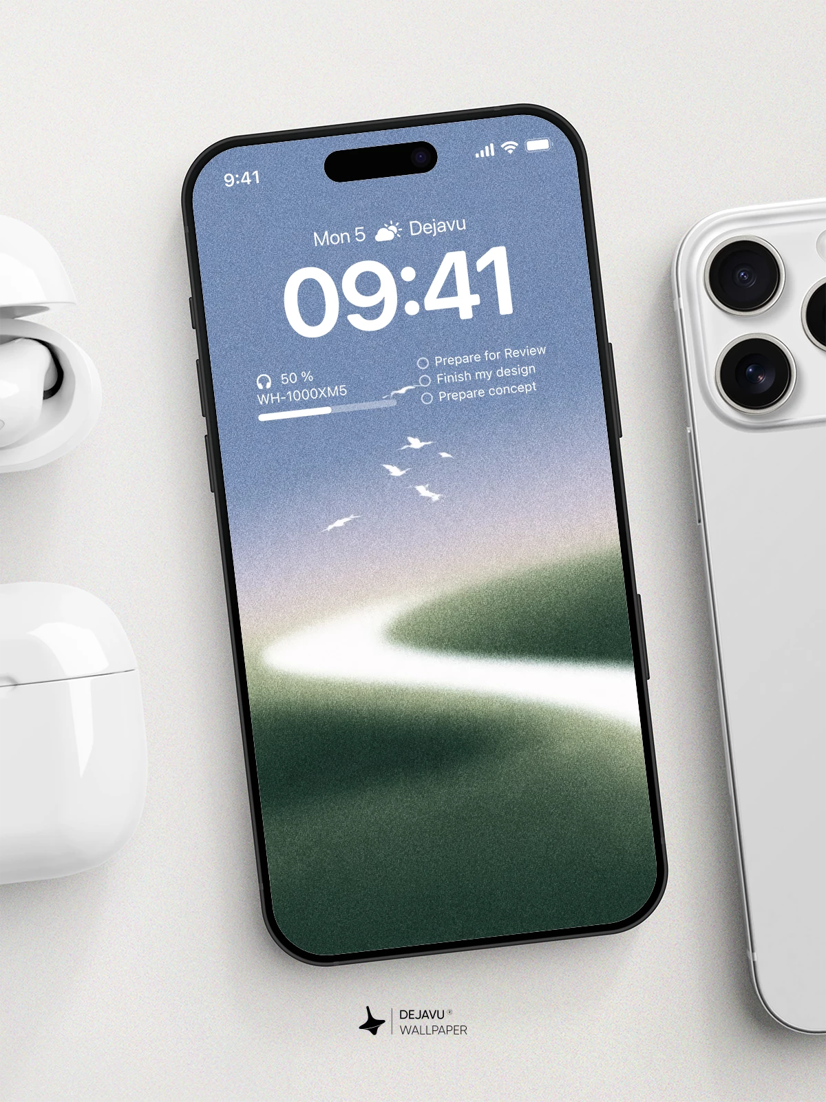 Minimal Green Hills Wallpaper 4K for iPhone Lock Screen