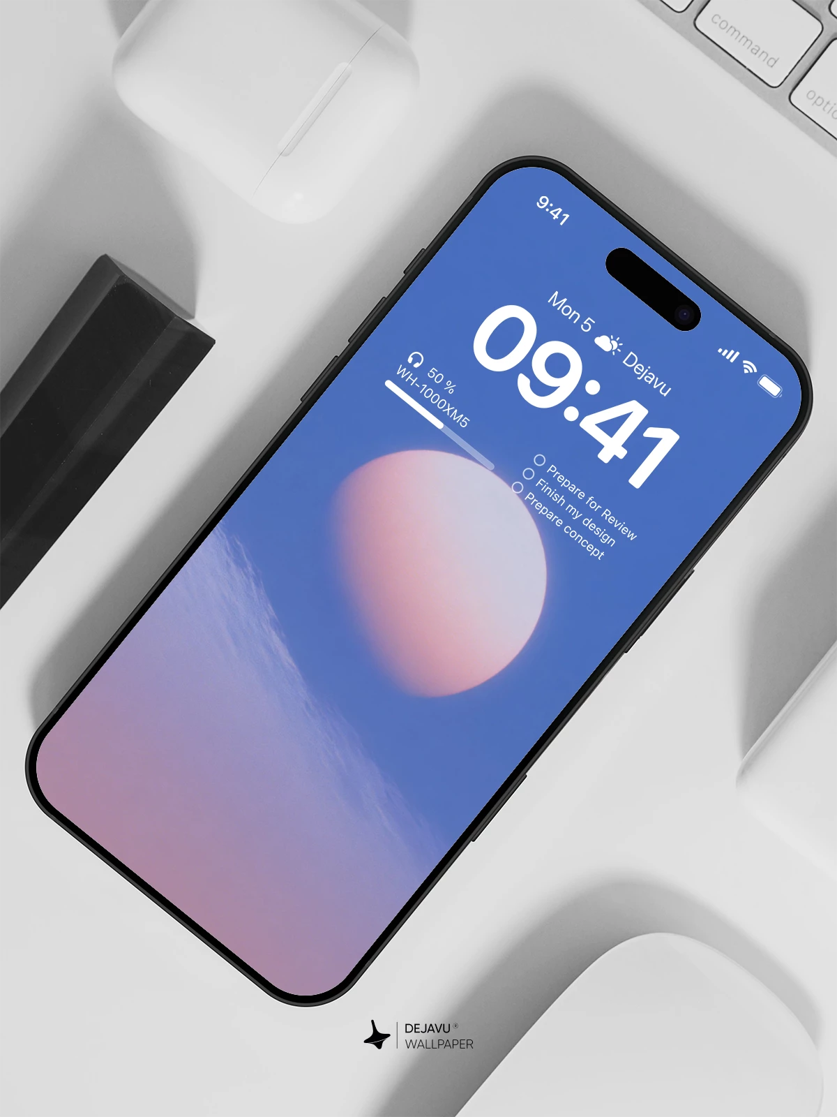 Pink Sky Moon Wallpaper 4K for iPhone Lock Screen